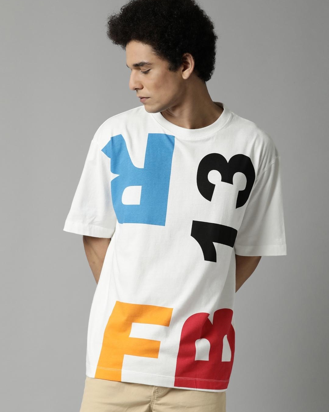 Buy Men's White 13 Fearless Oversized T-shirt Online at Bewakoof