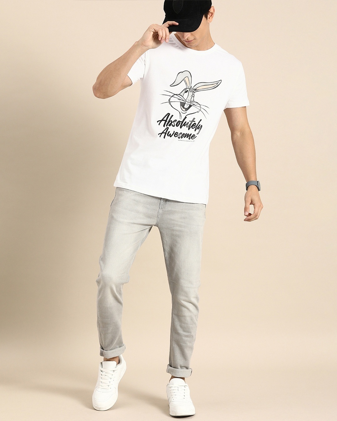 Shop Men's White Absolutely Awesome Graphic Printed T-shirt-Full