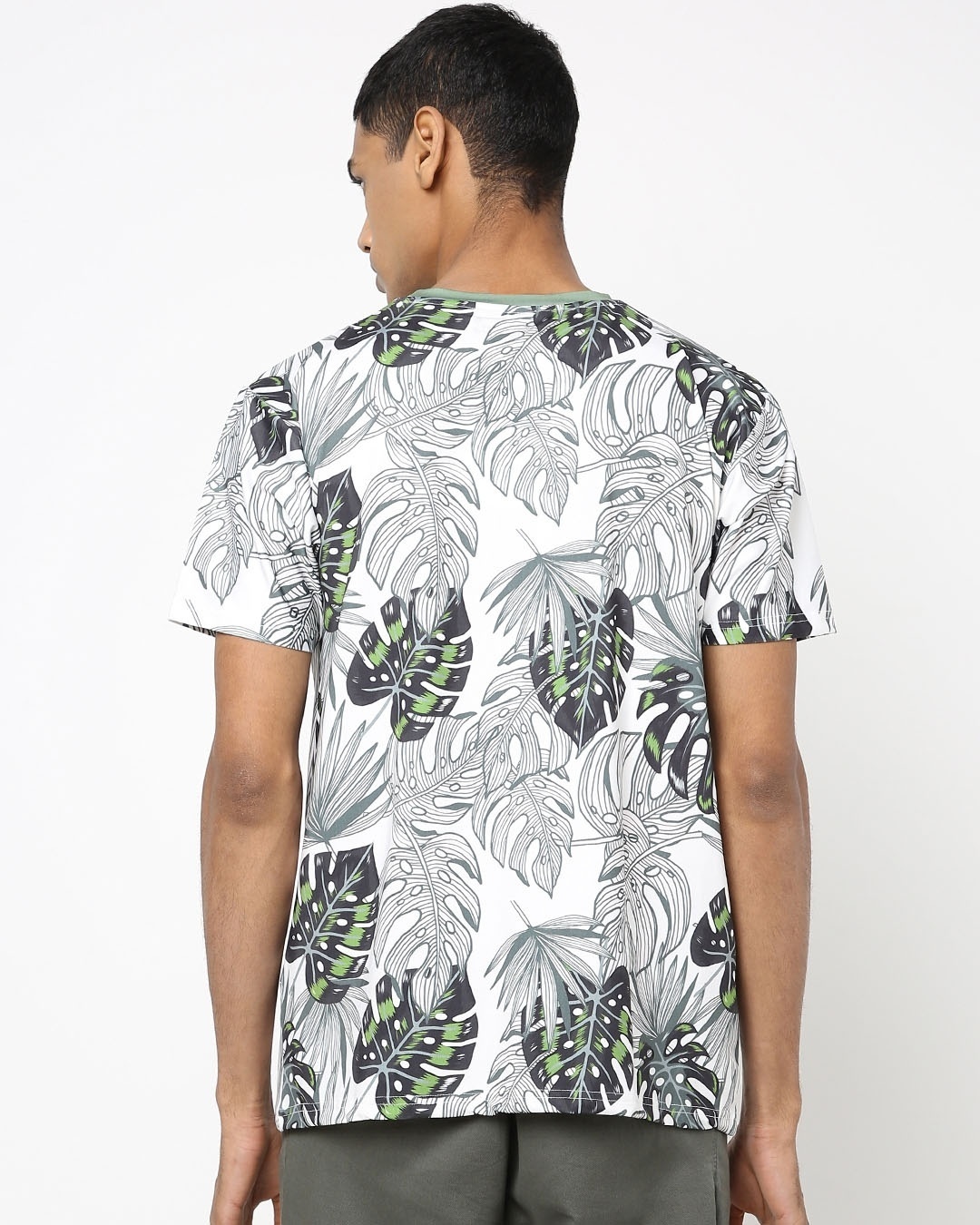 Shop Men's White All Over Leaf Printed T-shirt-Design