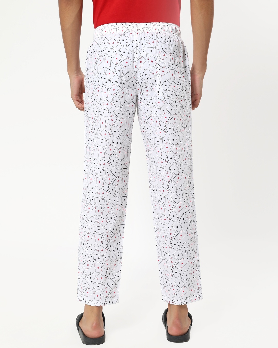 Shop Men's White All Over Playing Card Printed Pyjamas-Design