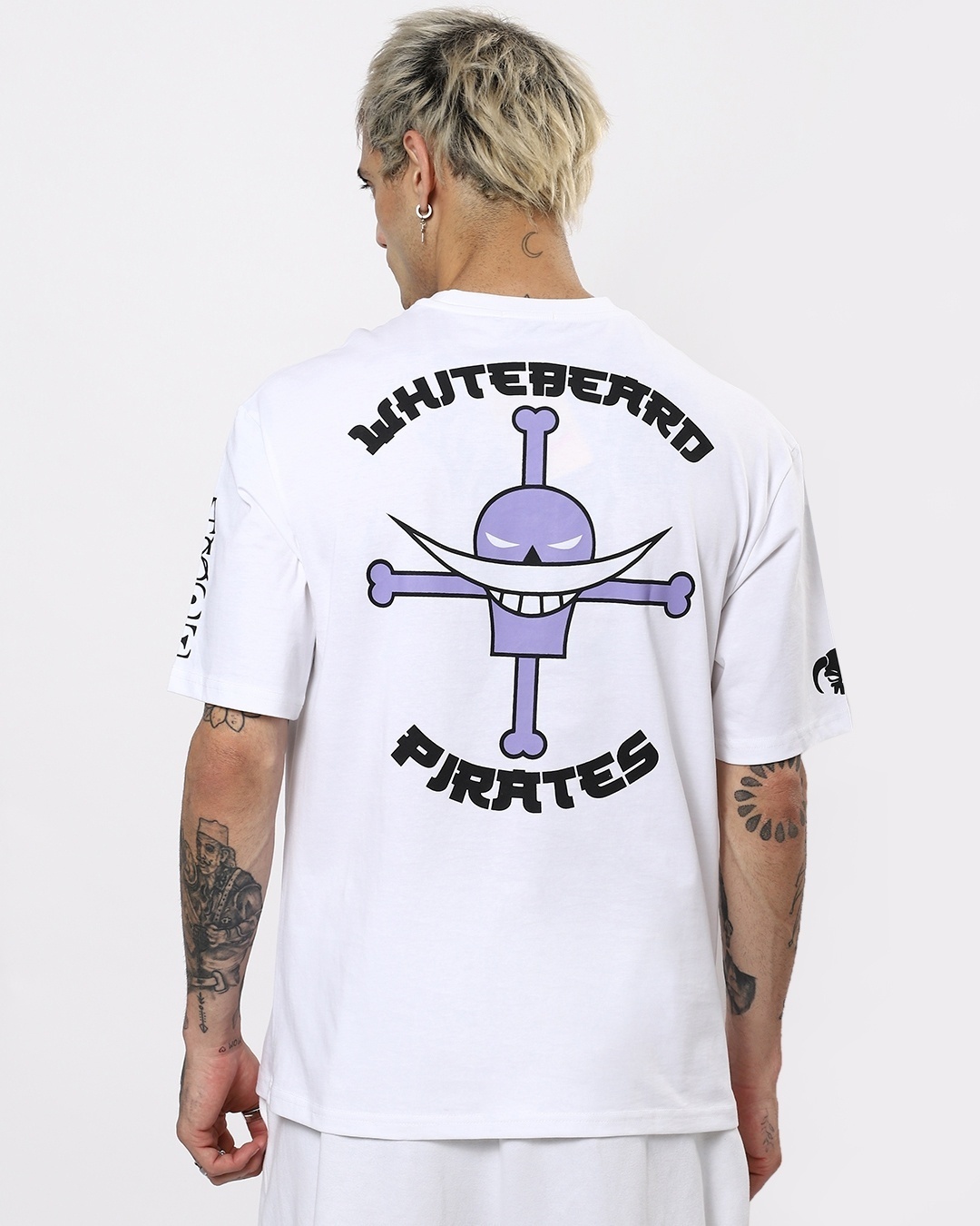 Shop Men's White Anime Back Graphic Printed Oversized T-shirt