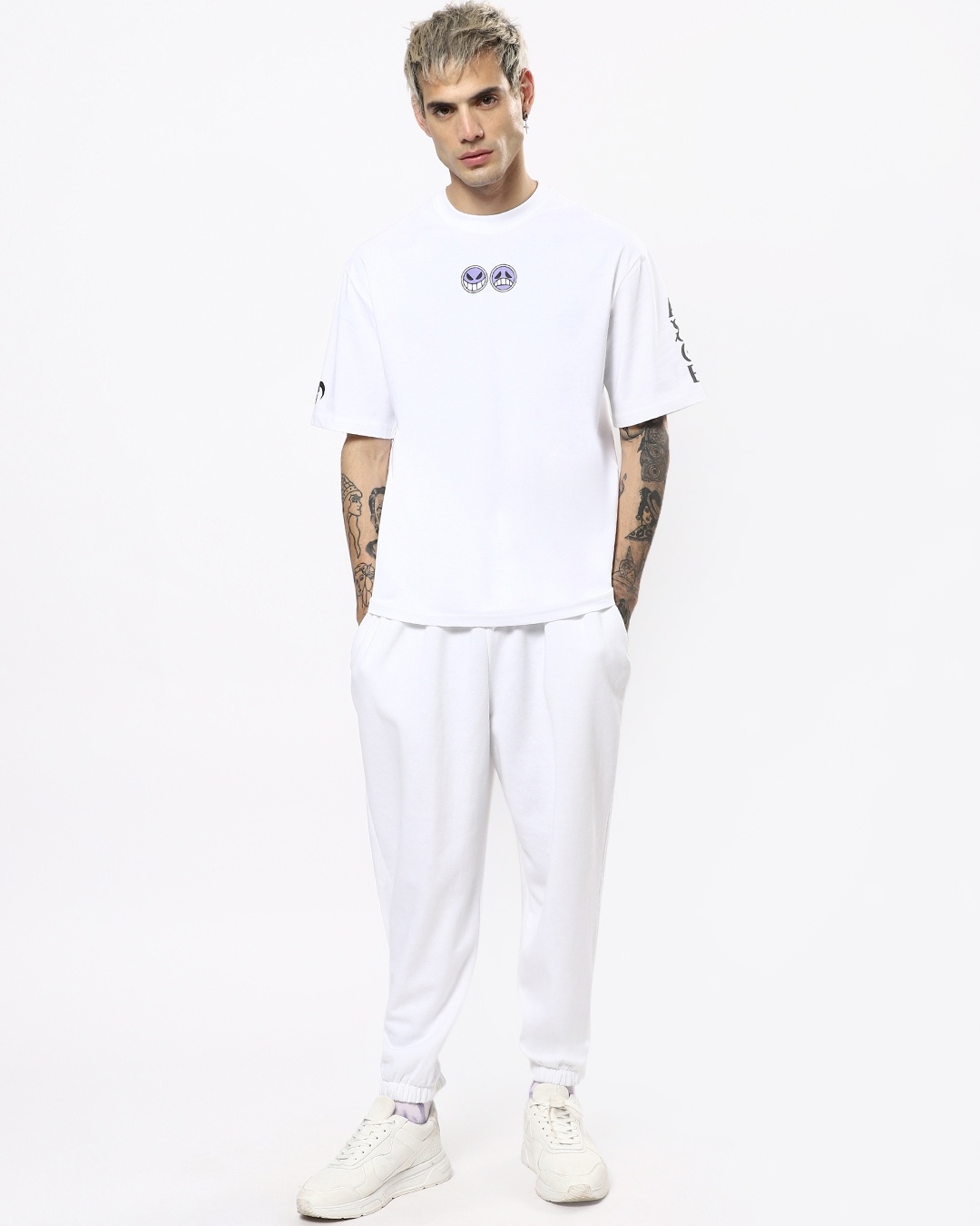 Shop Men's White Anime Back Graphic Printed Oversized T-shirt