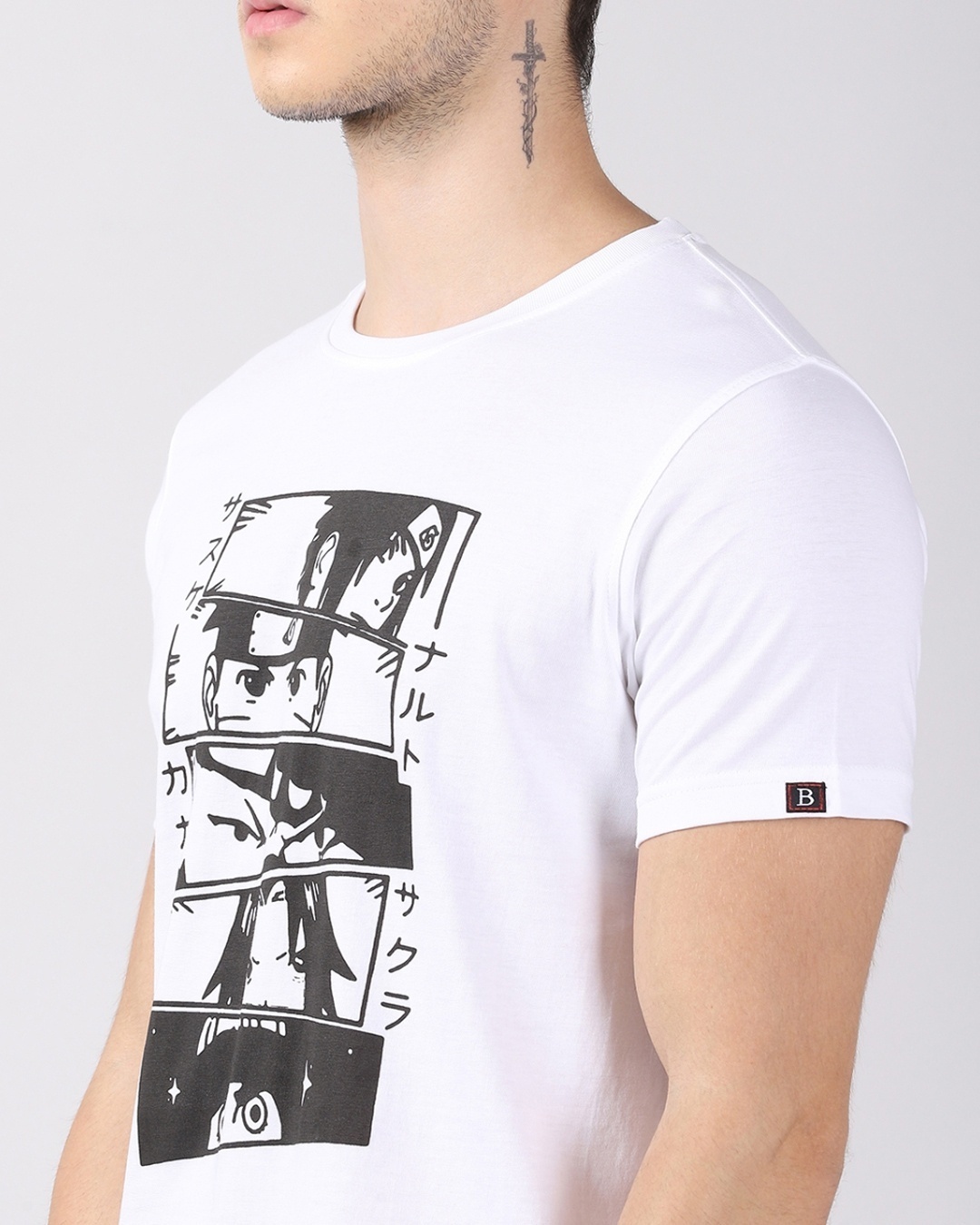 Shop Men's White Anime Naruto Attack Graphic Printed T-shirt
