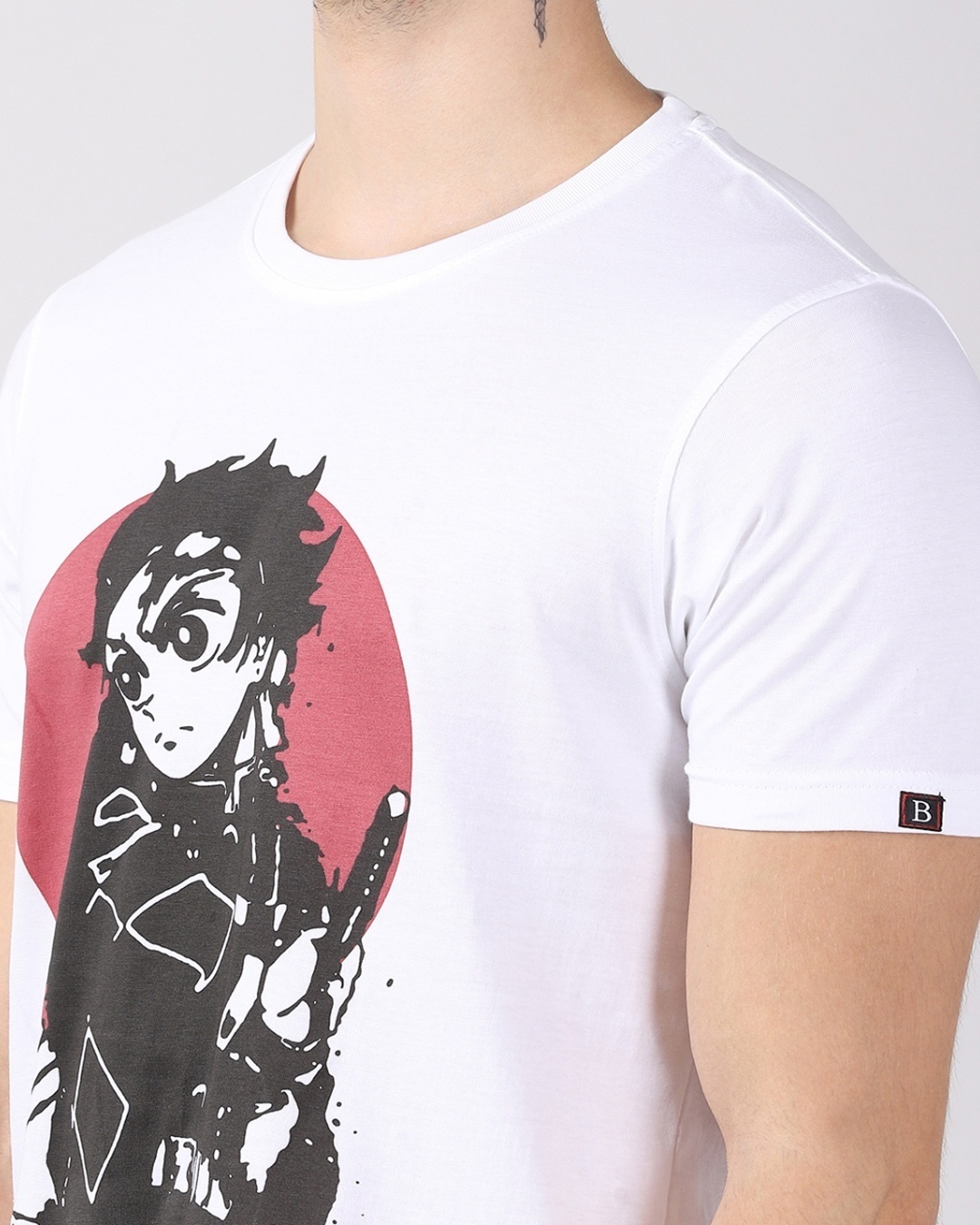 Shop Men's White Anime Tanjiro Demon Slayer Graphic Printed T-shirt