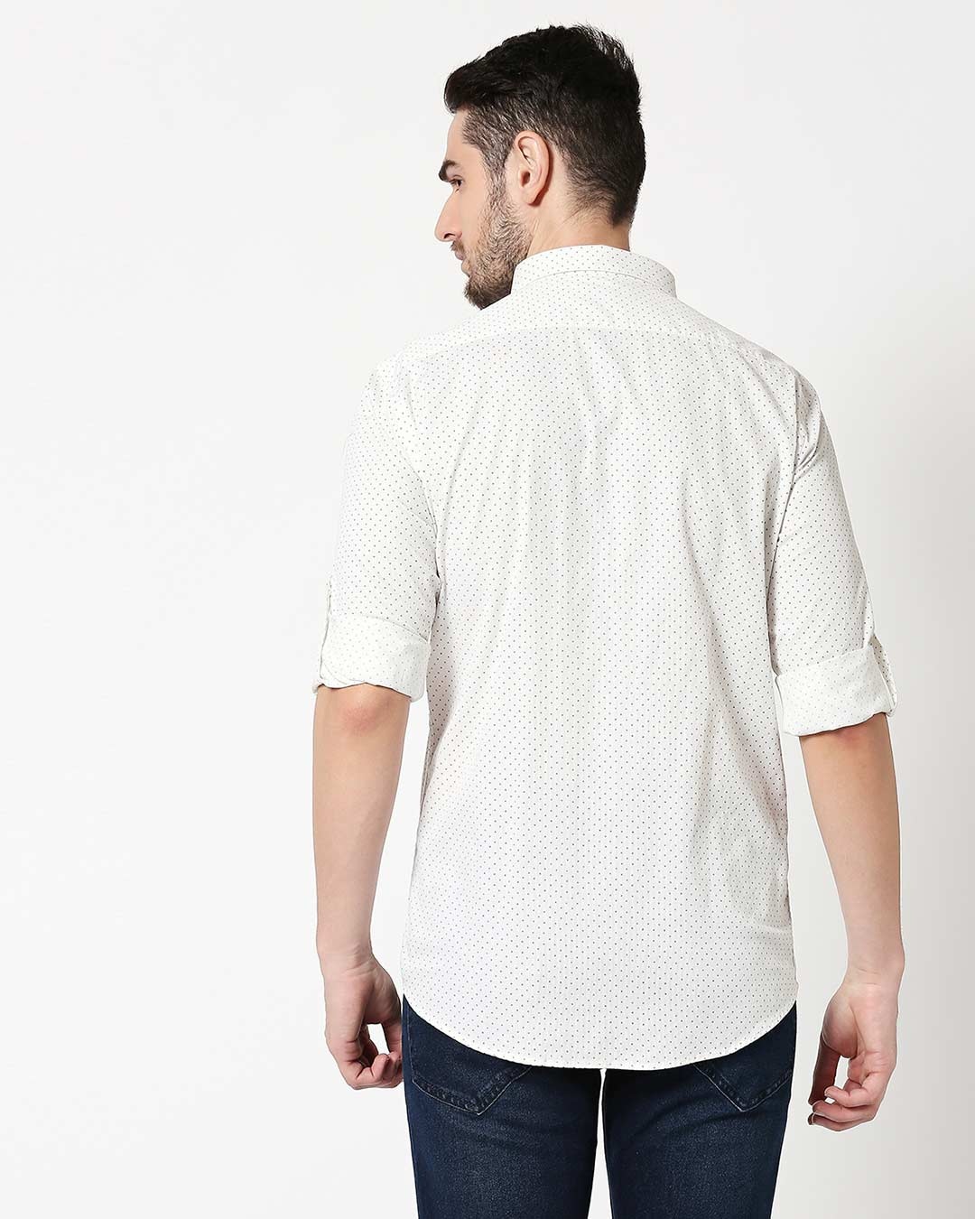 Shop Men's White AOP Slim Fit Casual Shirt-Full