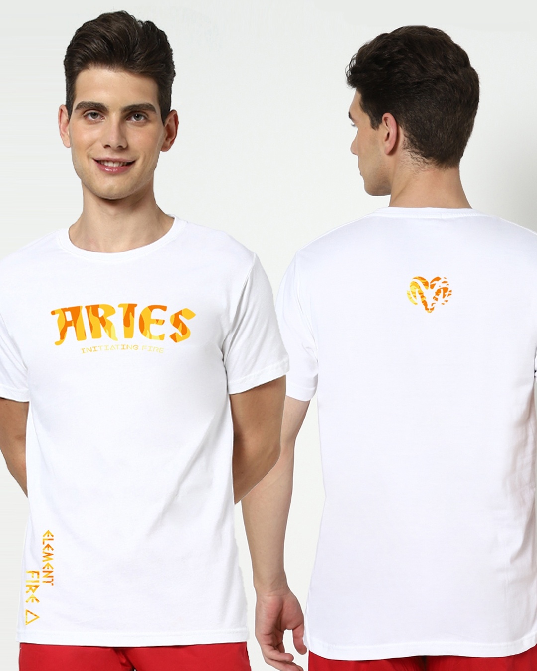 Shop Men's White Aries T-shirt-Front