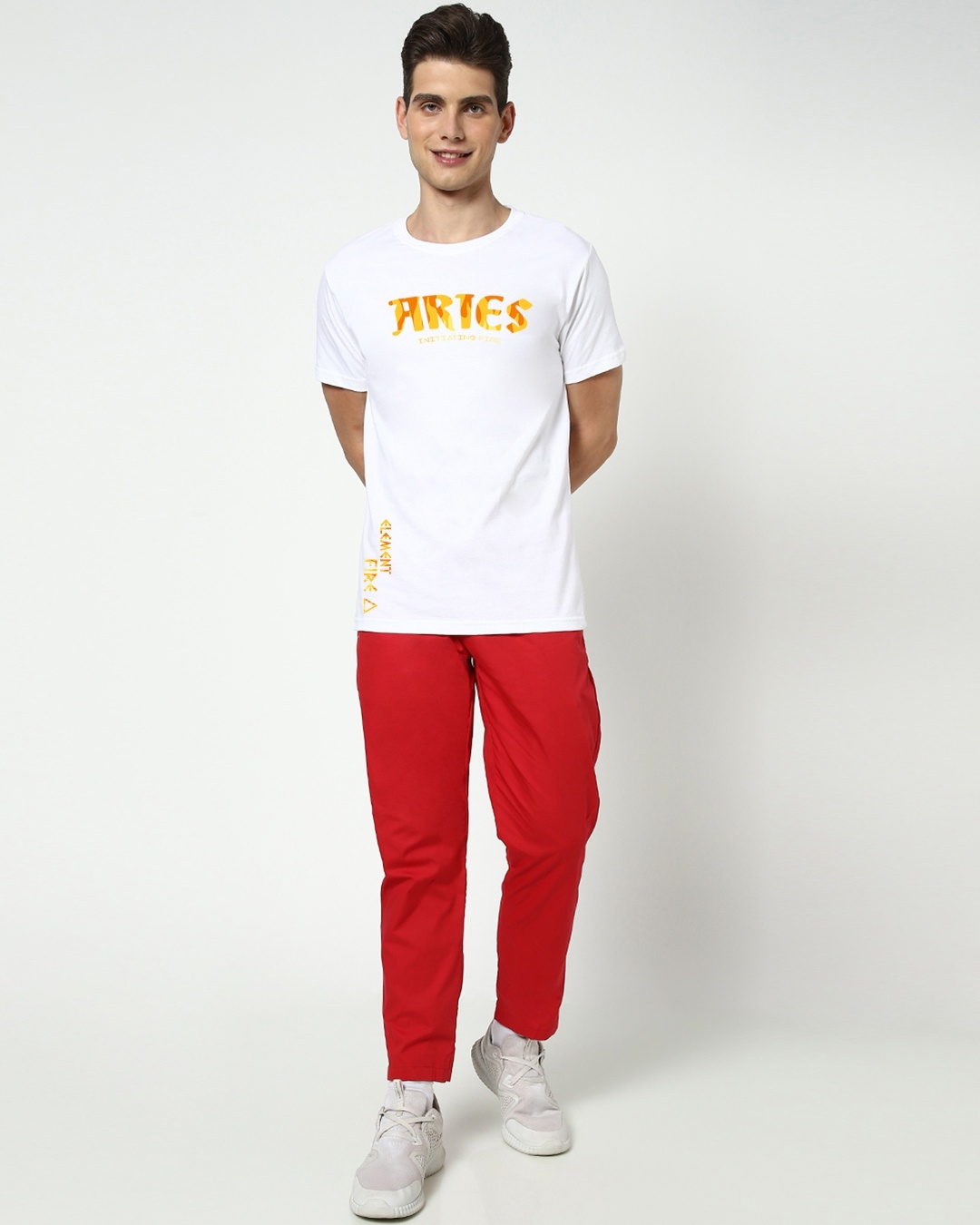 Shop Men's White Aries T-shirt-Full
