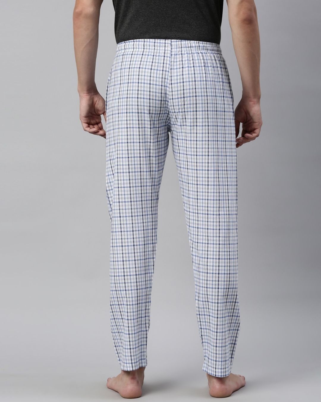 Shop Men's White & Blue Checked Cotton Pyjamas-Design