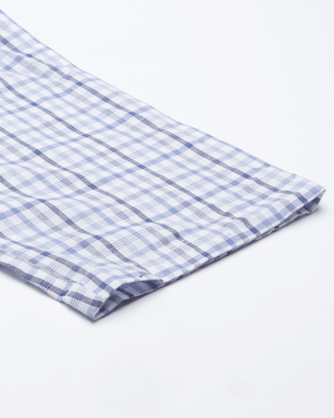Shop Men's White & Blue Checked Cotton Pyjamas