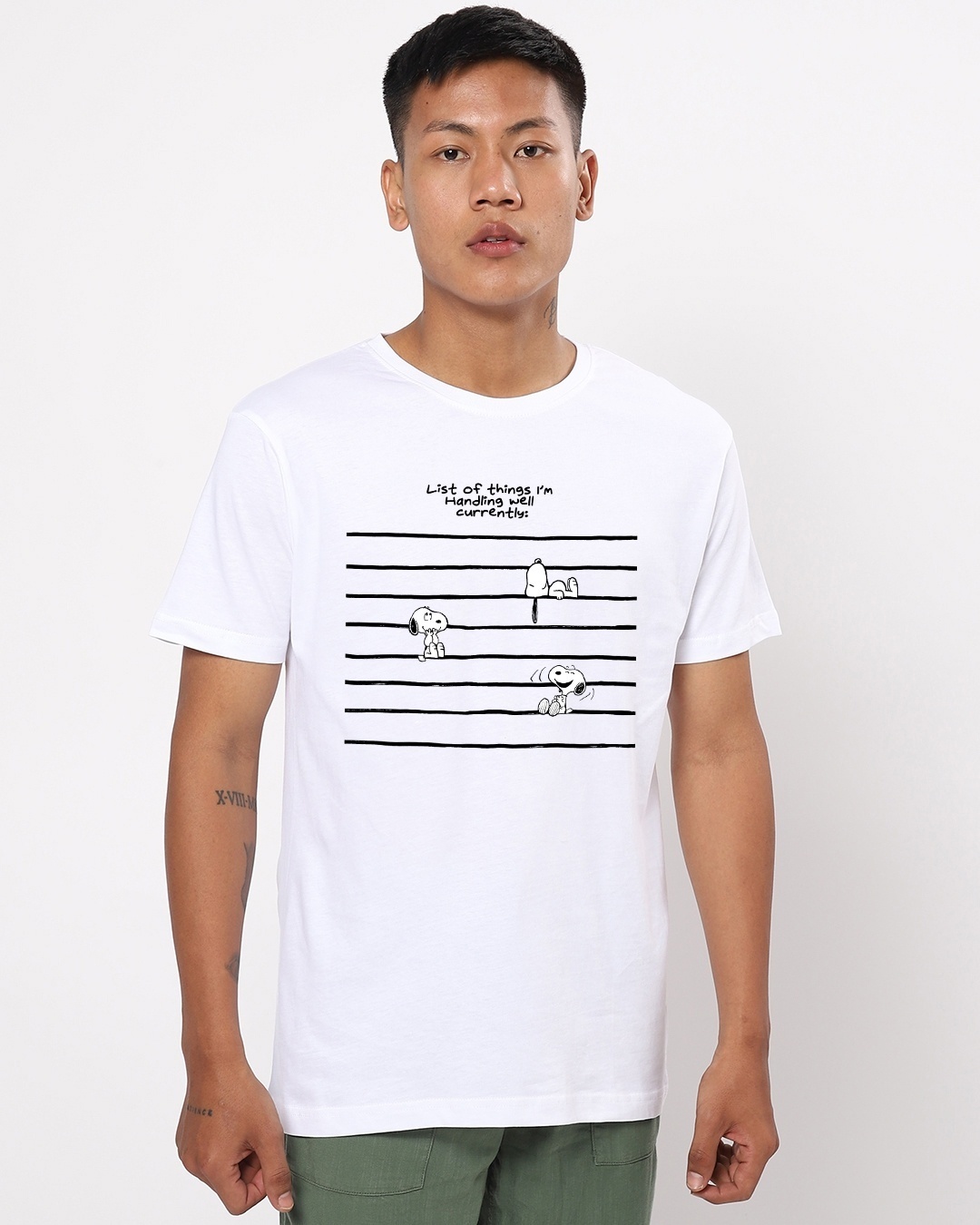 Shop Men's White List of Things Typography T-shirt-Front