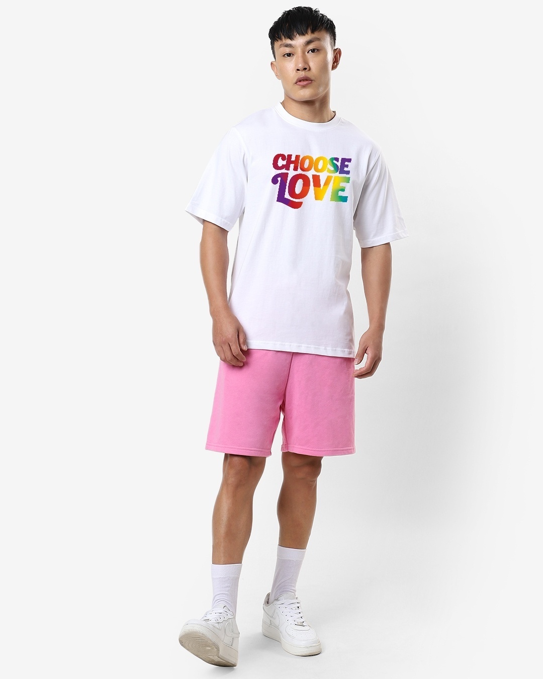 Shop Men's White Choose Love Typography Plus Size Oversized T-shirt-Design