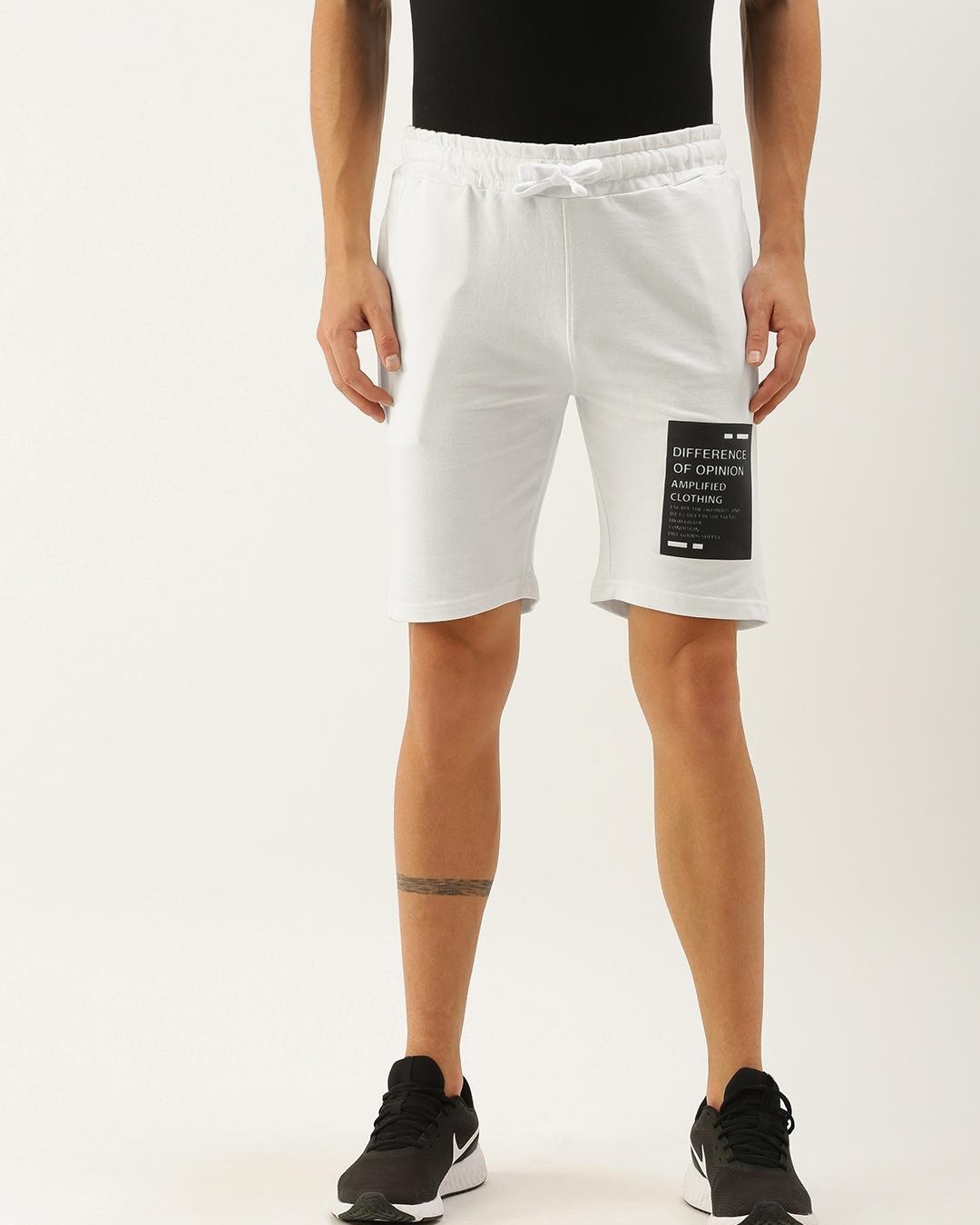 Shop Men's White Color Block Shorts-Front