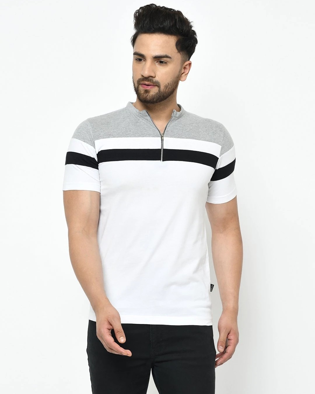 Shop Men's White Color Block T-shirt-Back