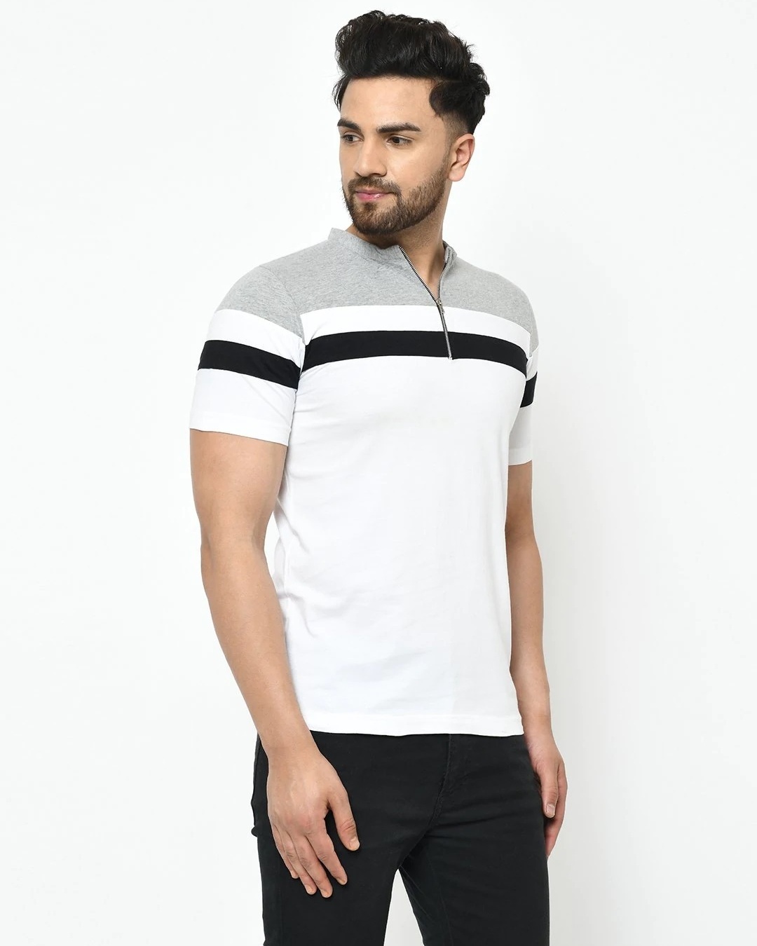 Shop Men's White Color Block T-shirt-Design