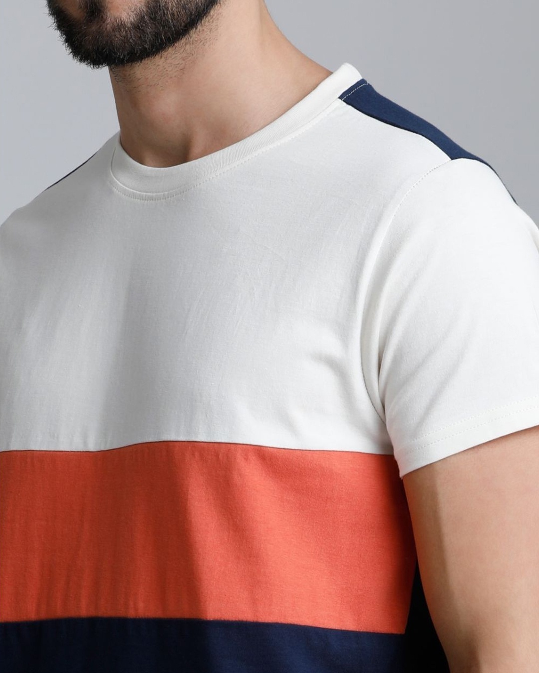 Shop Men's White Colourblocked T-shirt-Design