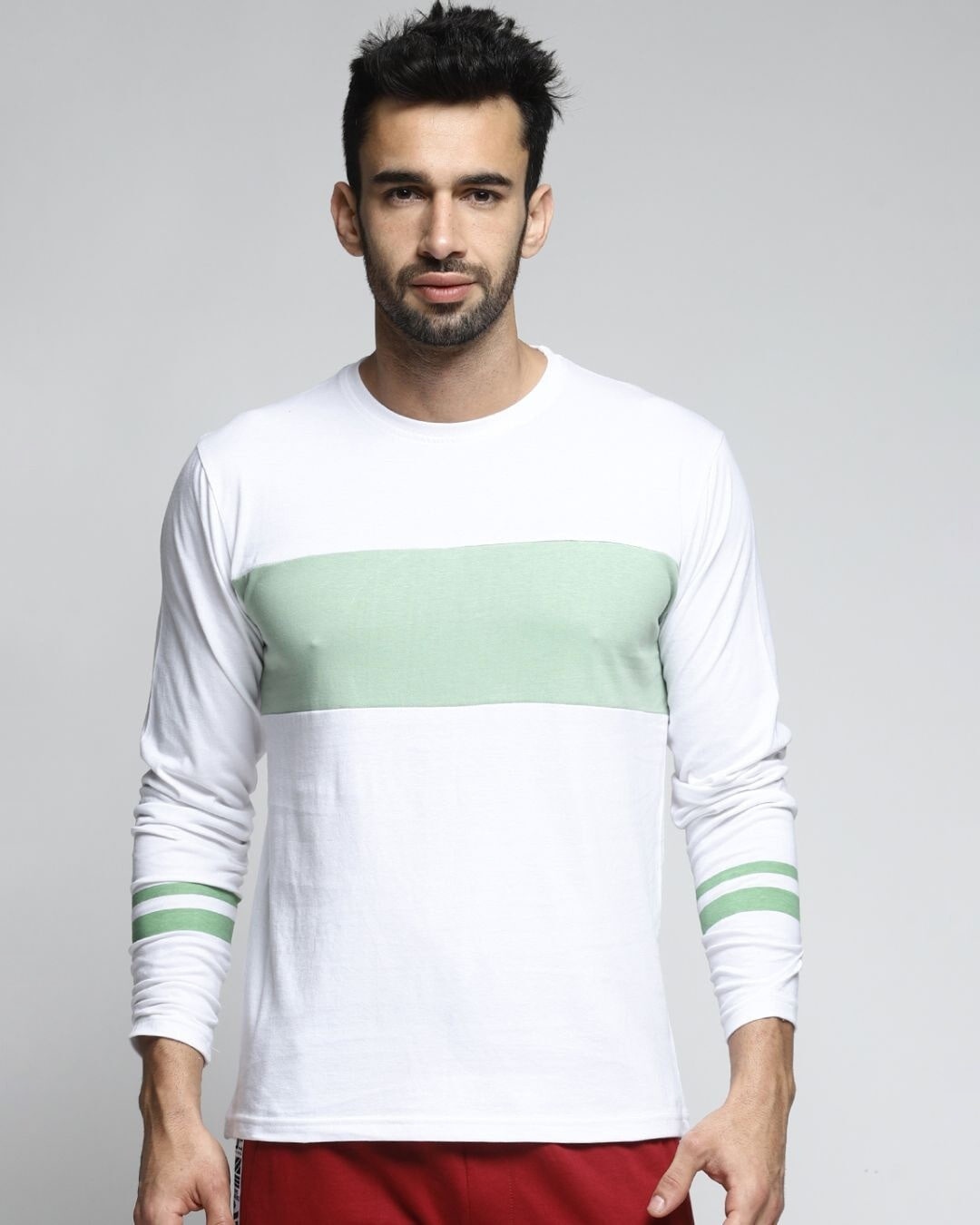 Shop Men's White Colourblocked T-shirt