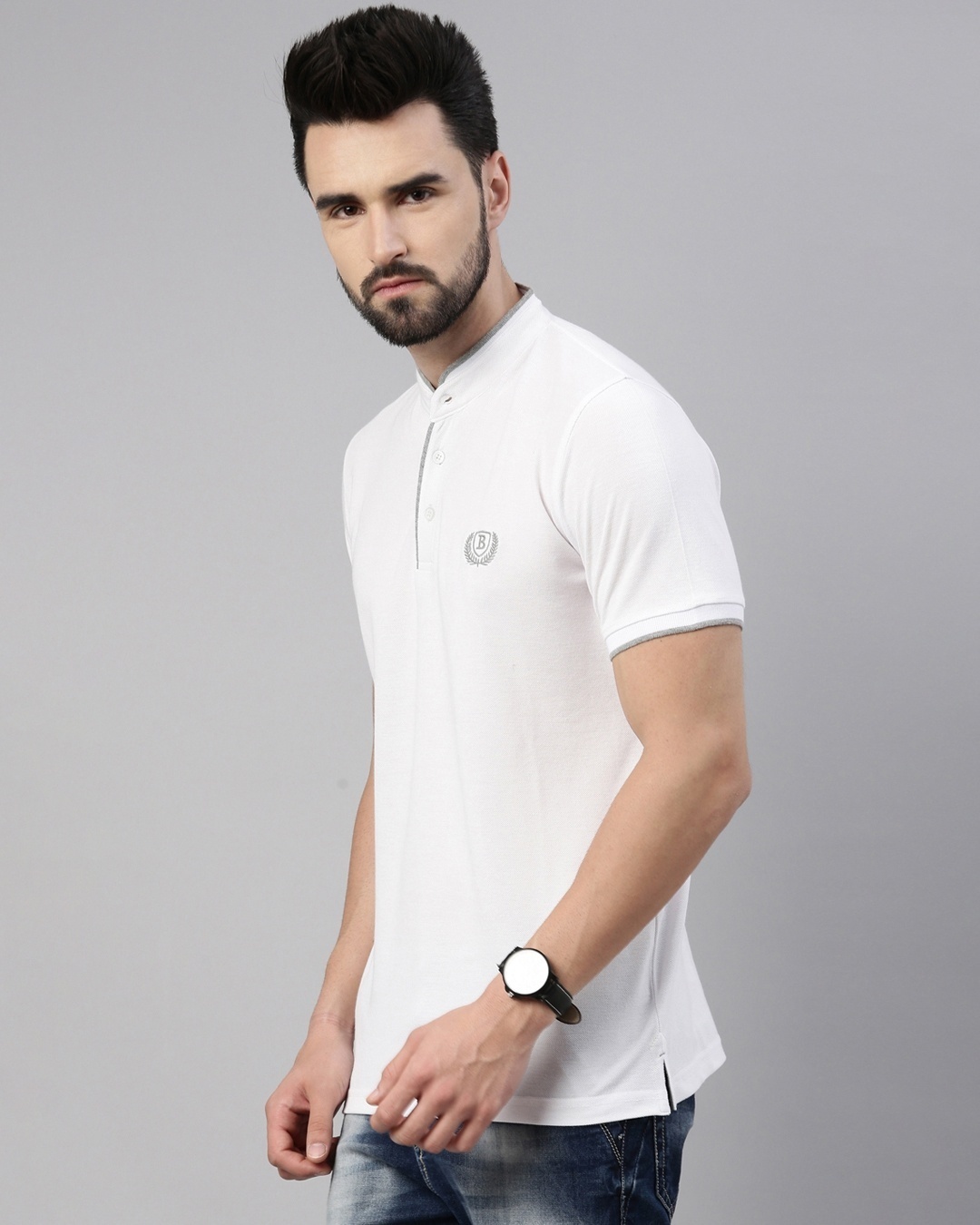Shop Men's White Cotton T-shirt-Full