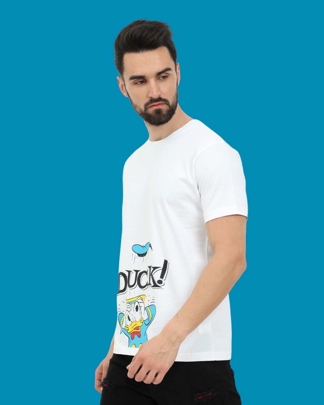 Shop Men's White Donald Duck Graphic Printed T-shirt-Full