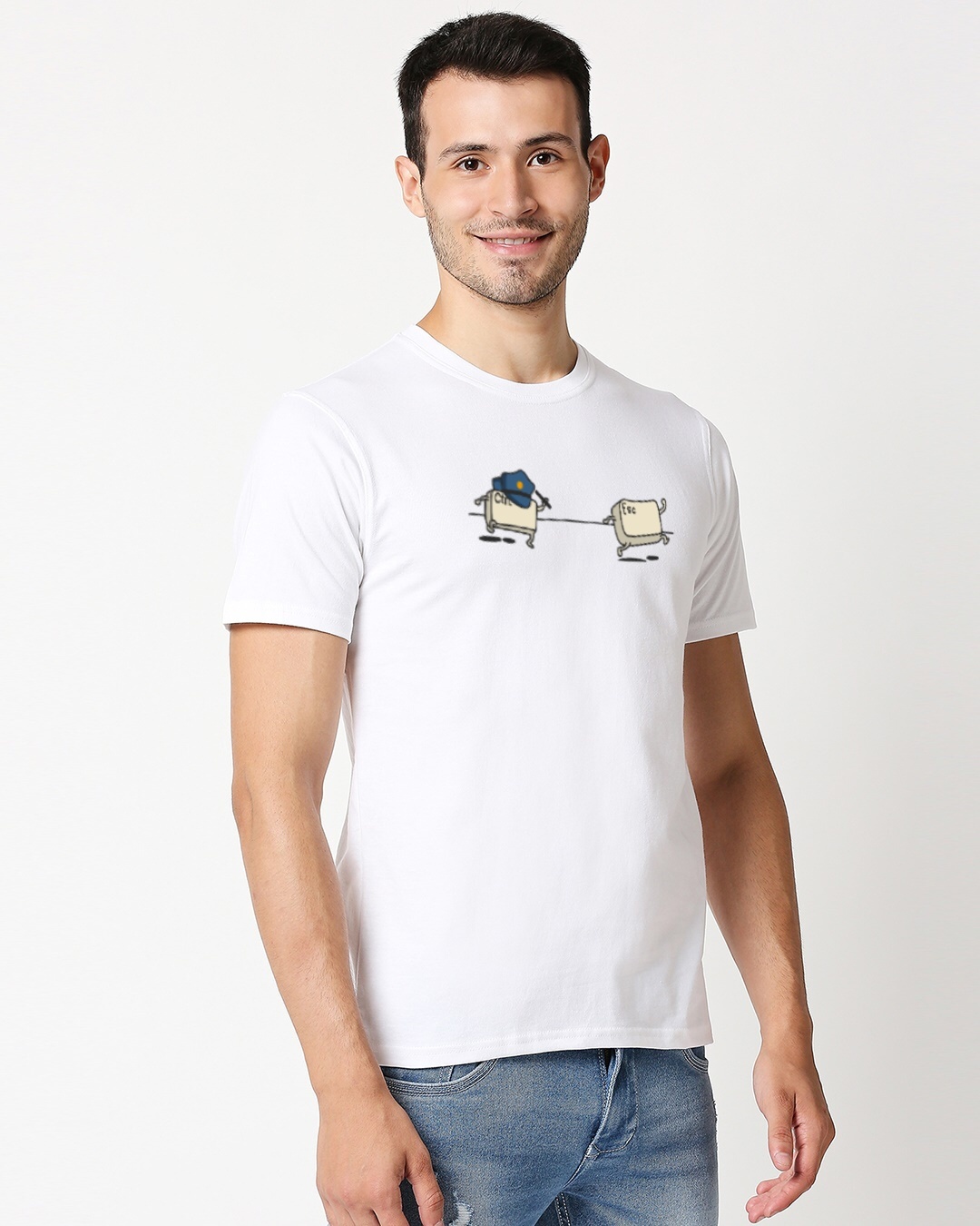 Shop Men's White Esc Artist Cotton T-shirt-Back