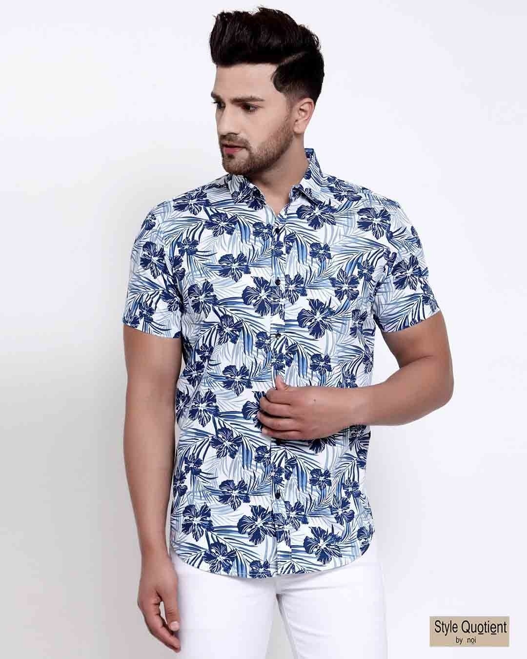 Shop Men's White Floral Print Shirt-Front