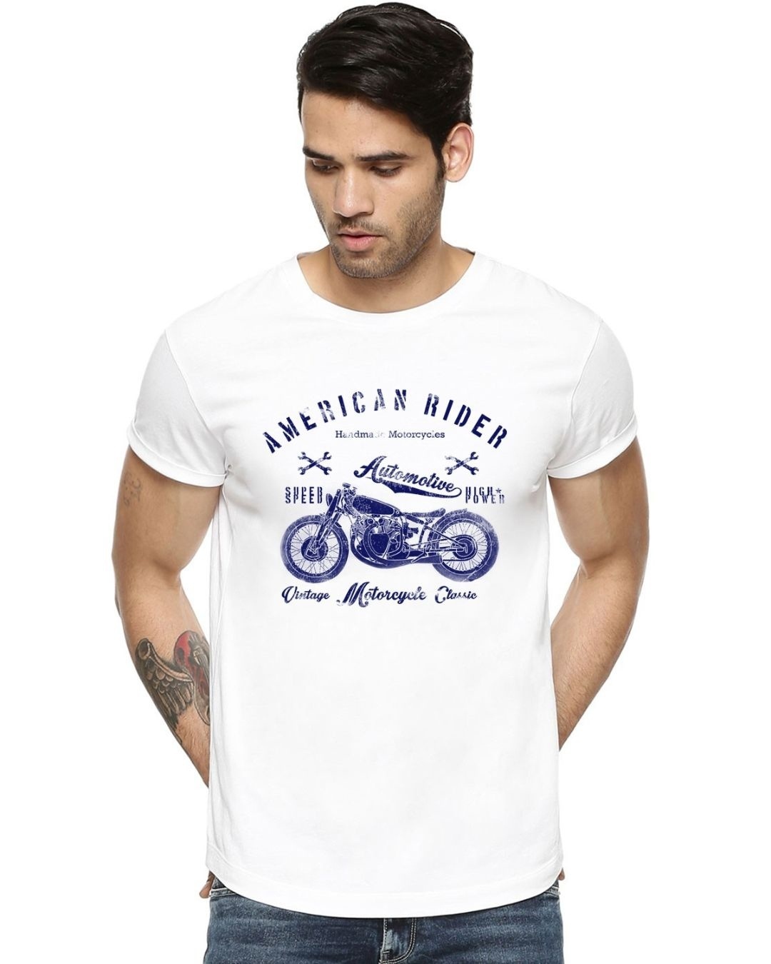 Shop Men's White Graphic Print Regular Fit T-shirt-Front