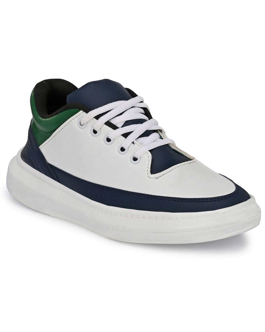 Shop Men's White & Green Color Block Lace-Ups Sneakers-Back