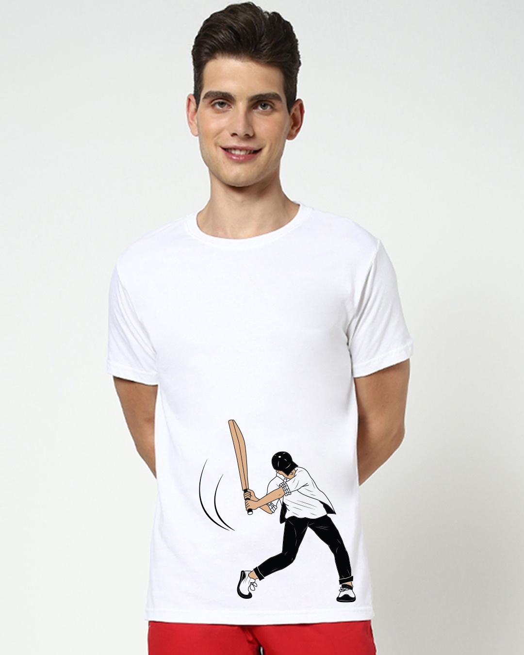 Shop Men's White Gully Cricket T-shirt-Front