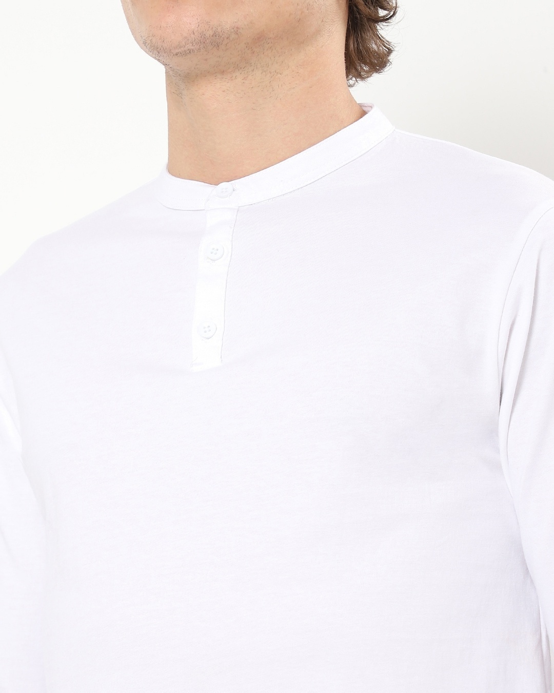 Shop Men's White Henley Plus Size T-shirt