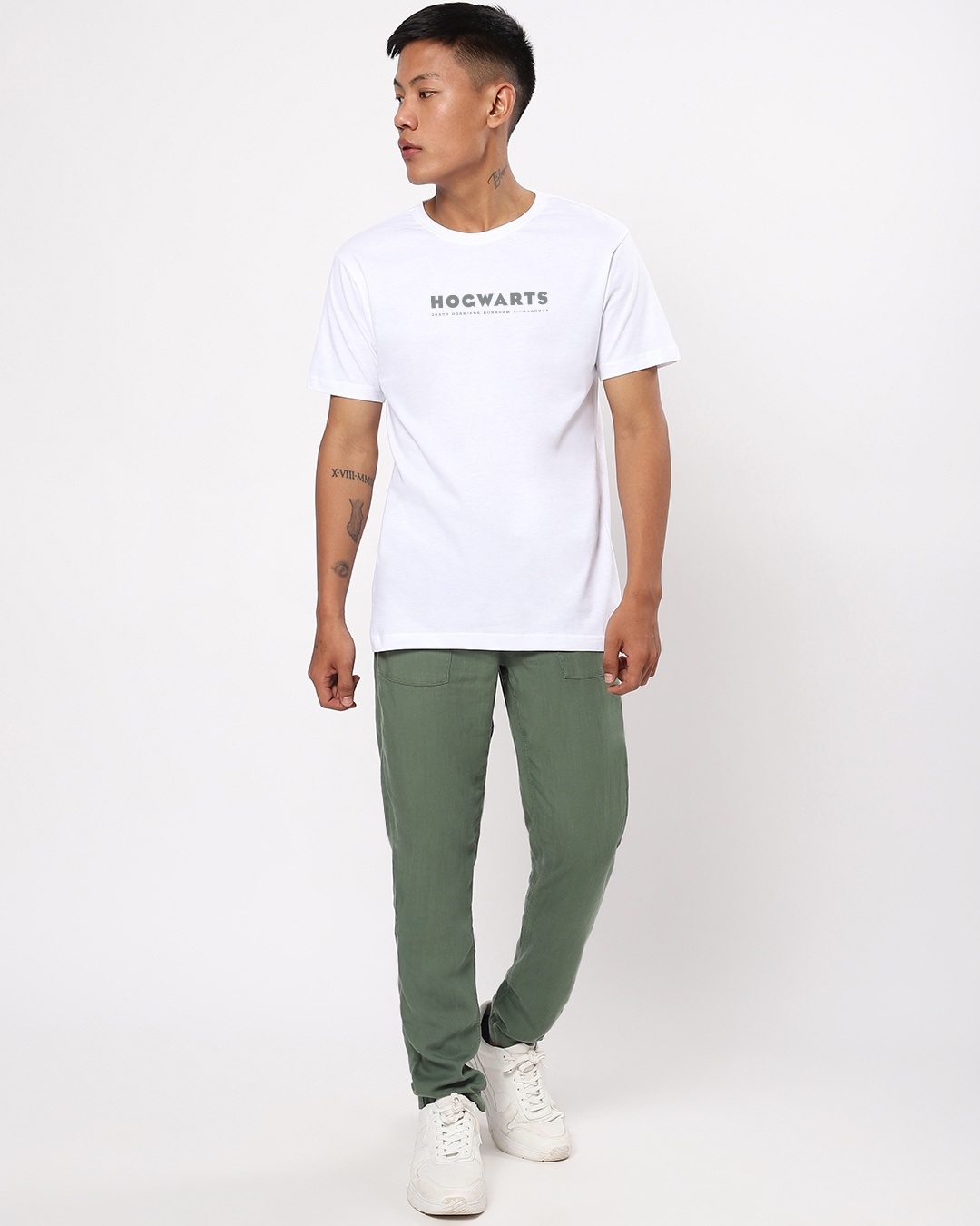 Shop Men's White Hogwarts GSHR Typography T-shirt-Full