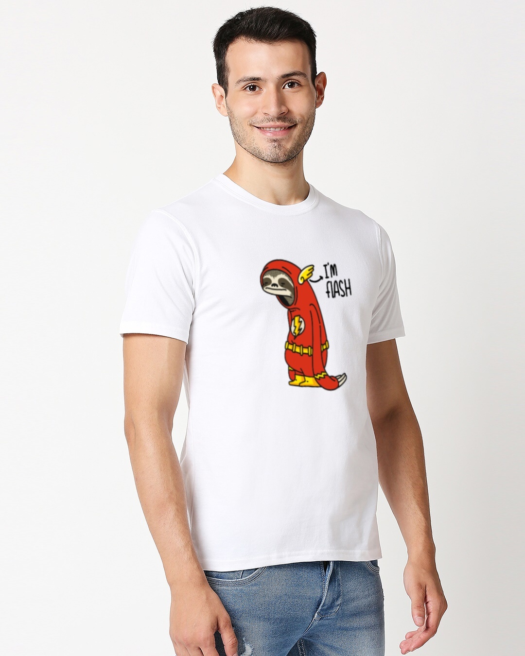 Buy Men's White I'm Flash Cotton Tshirt for Men White Online at Bewakoof