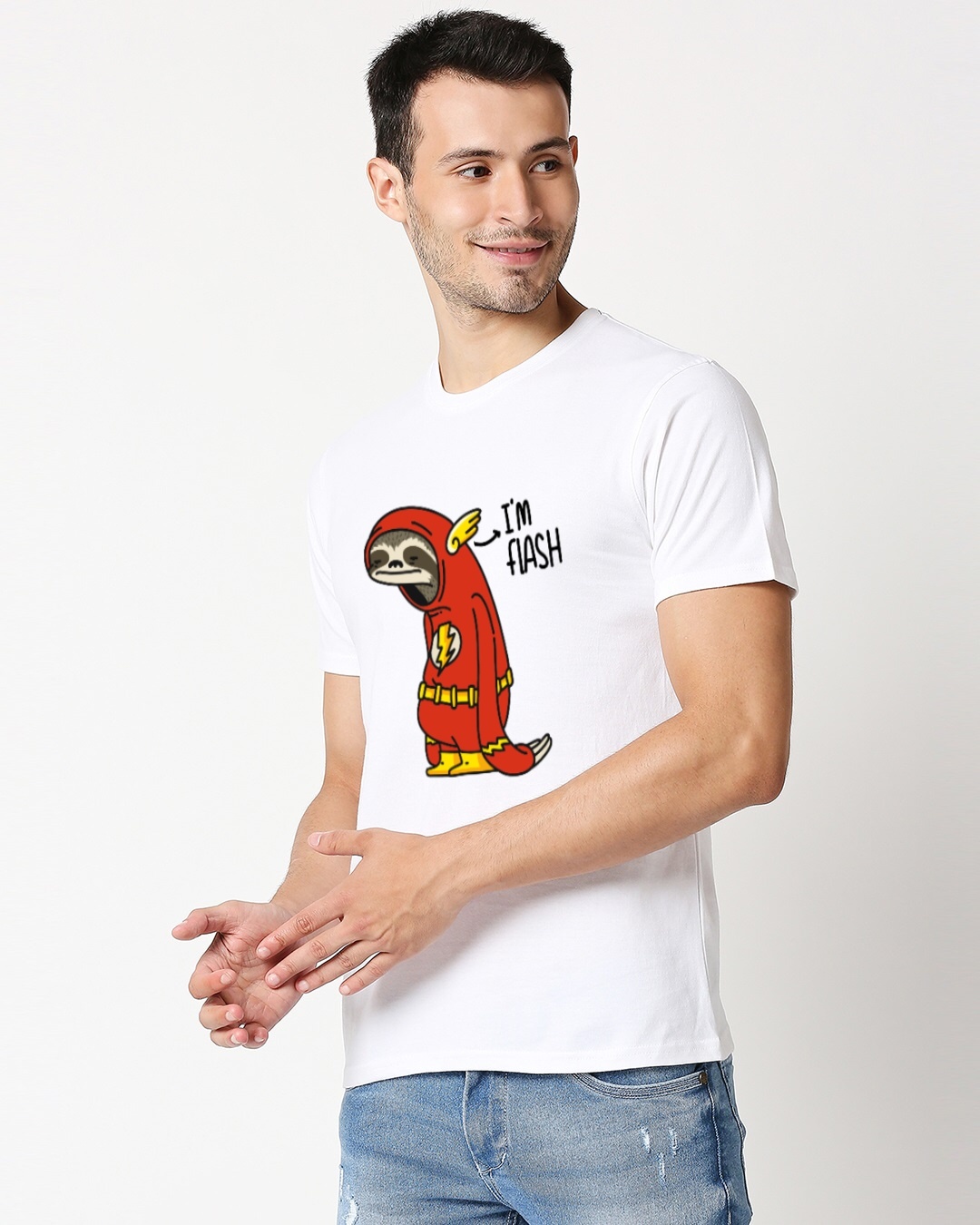 Buy Men's White I'm Flash Cotton Tshirt for Men White Online at Bewakoof