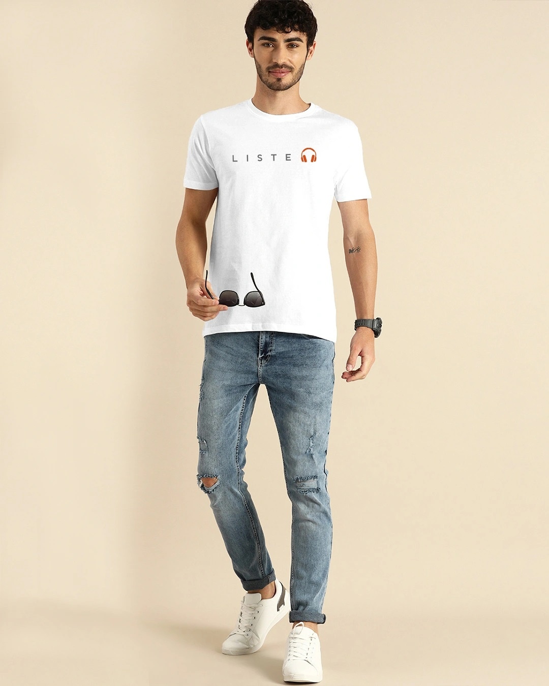 Shop Men's White Liste Typography T-shirt-Design
