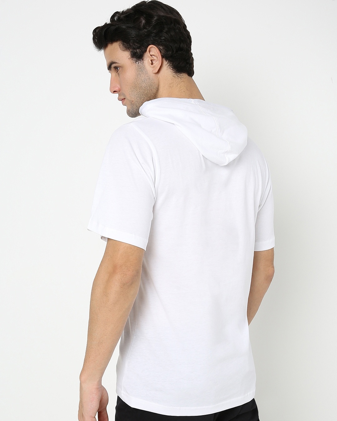 Shop Men's White Mickey MOTD Graphic Printed Oversized Hoodie T-shirt-Back
