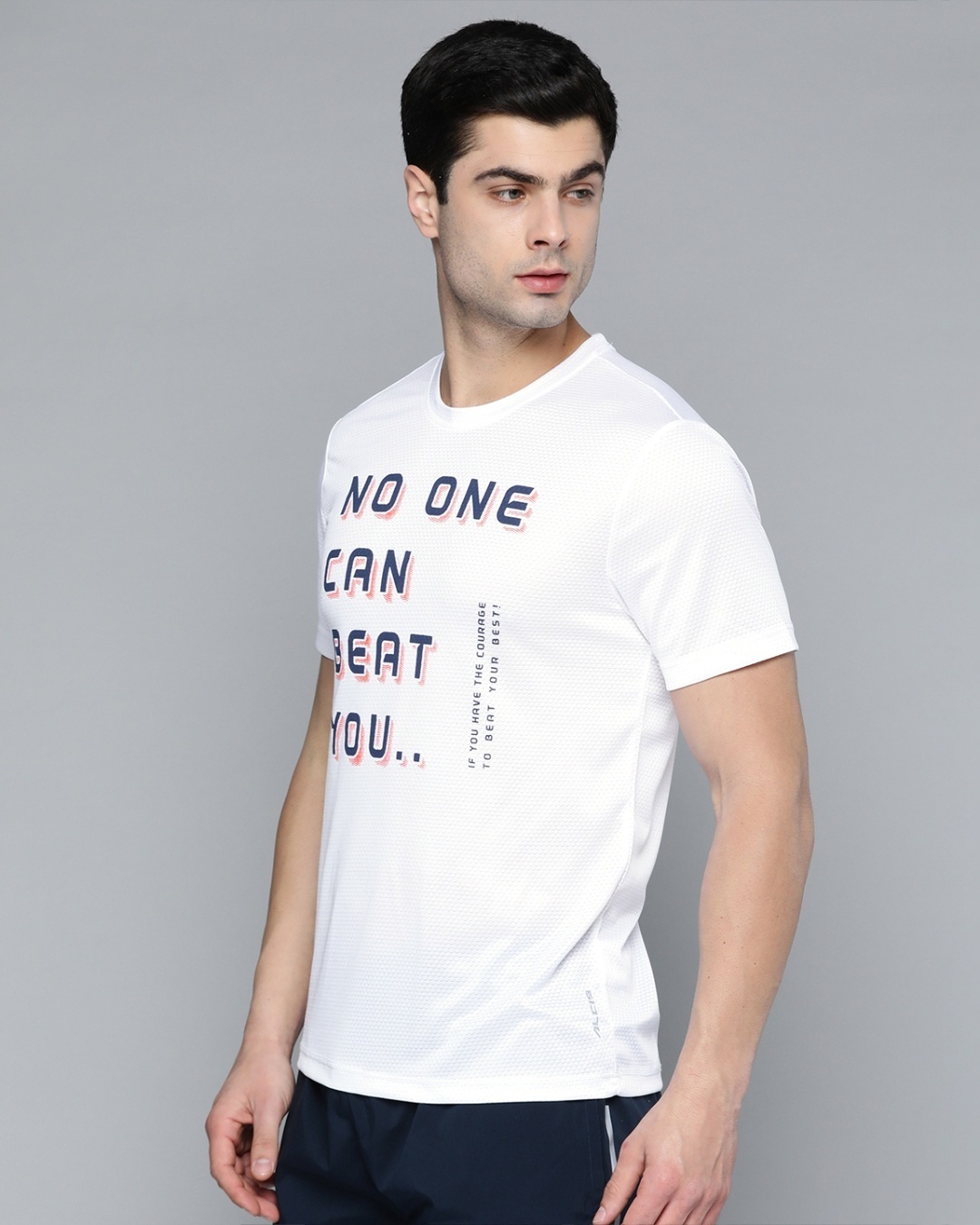 Buy Men's White No One Can Beat You Typography Slim Fit T-shirt for Men ...