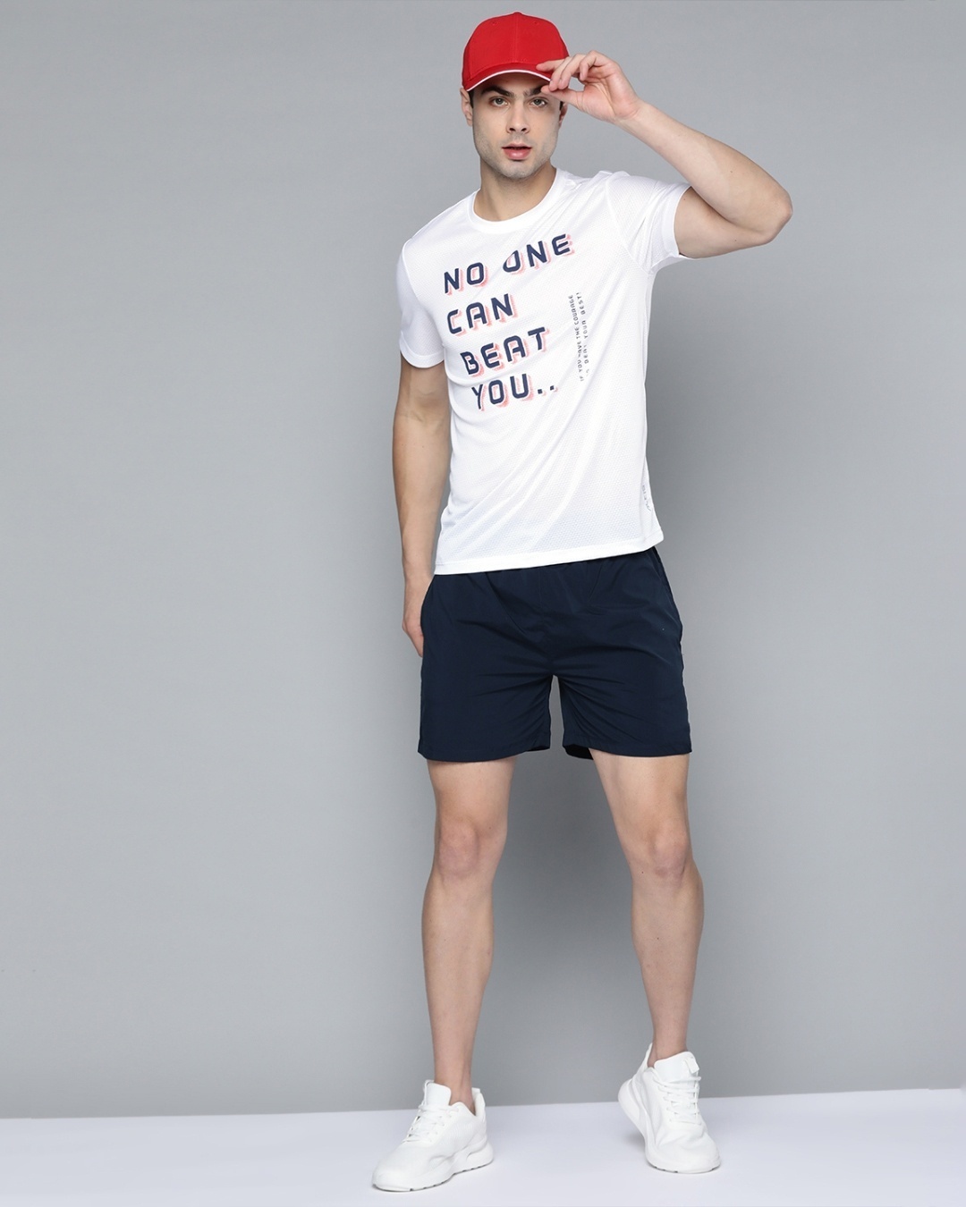 Shop Men's White No One Can Beat You Typography Slim Fit T-shirt-Full