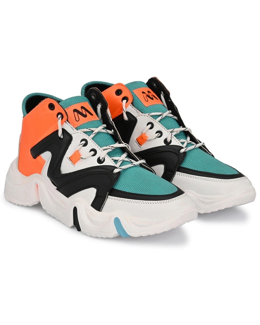 Shop Men's White & Orange Color Block Lace-Ups Sneakers