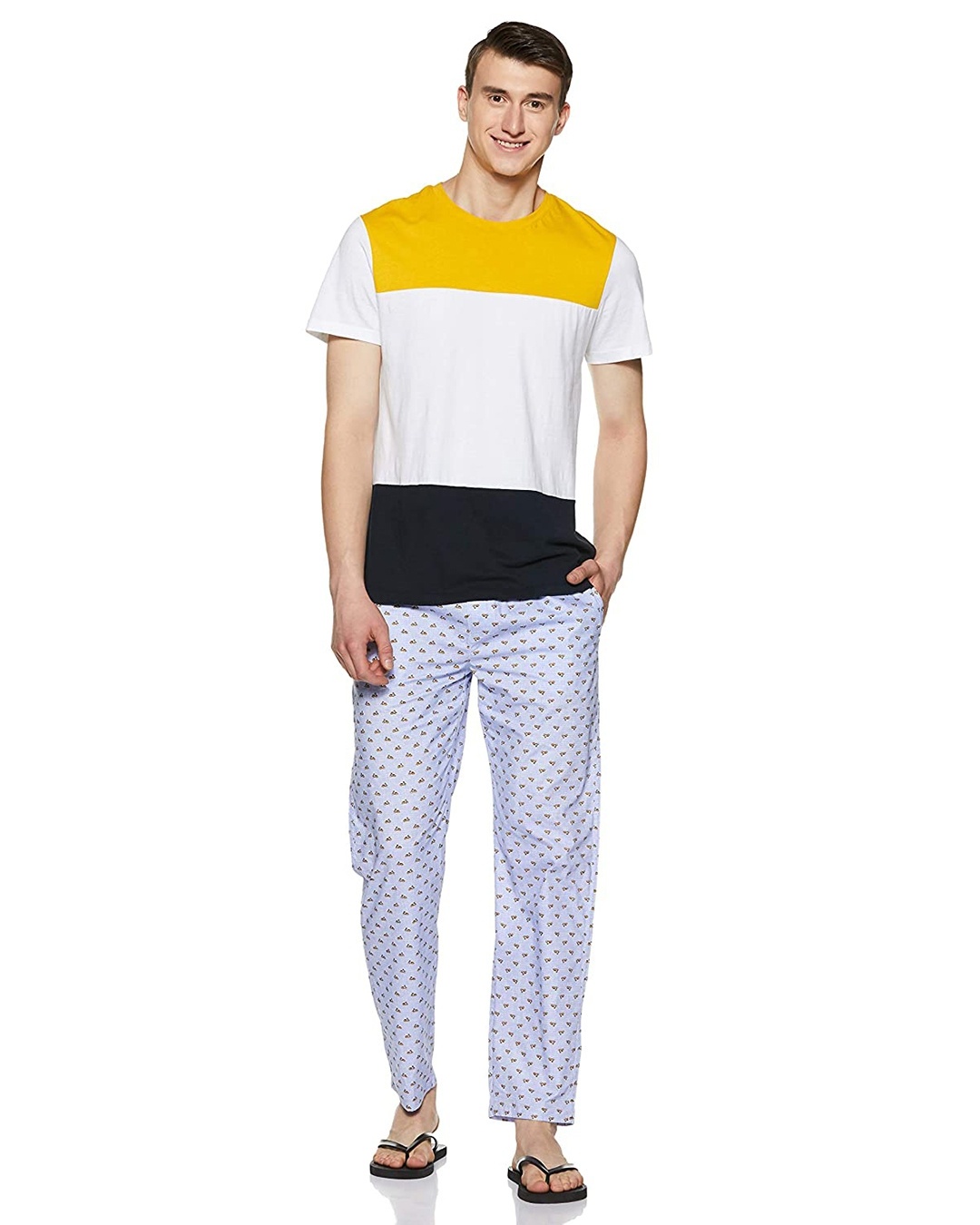 Shop Men's White Printed Cotton Pyjama Single