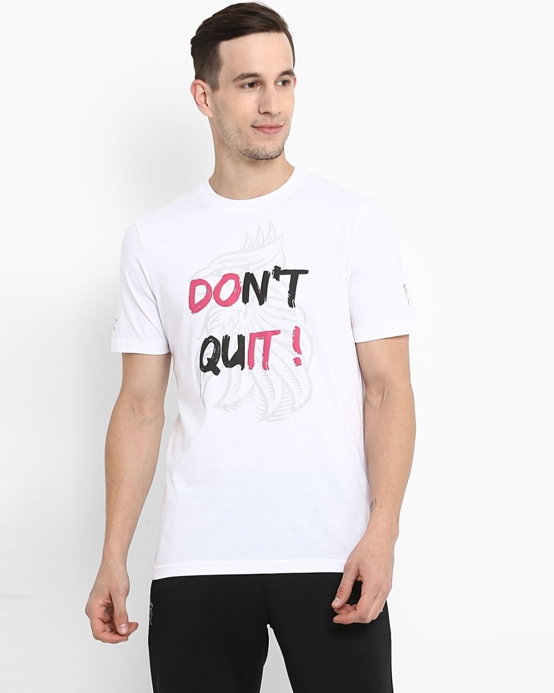 Shop Men's White Printed Slim Fit T-shirt-Front