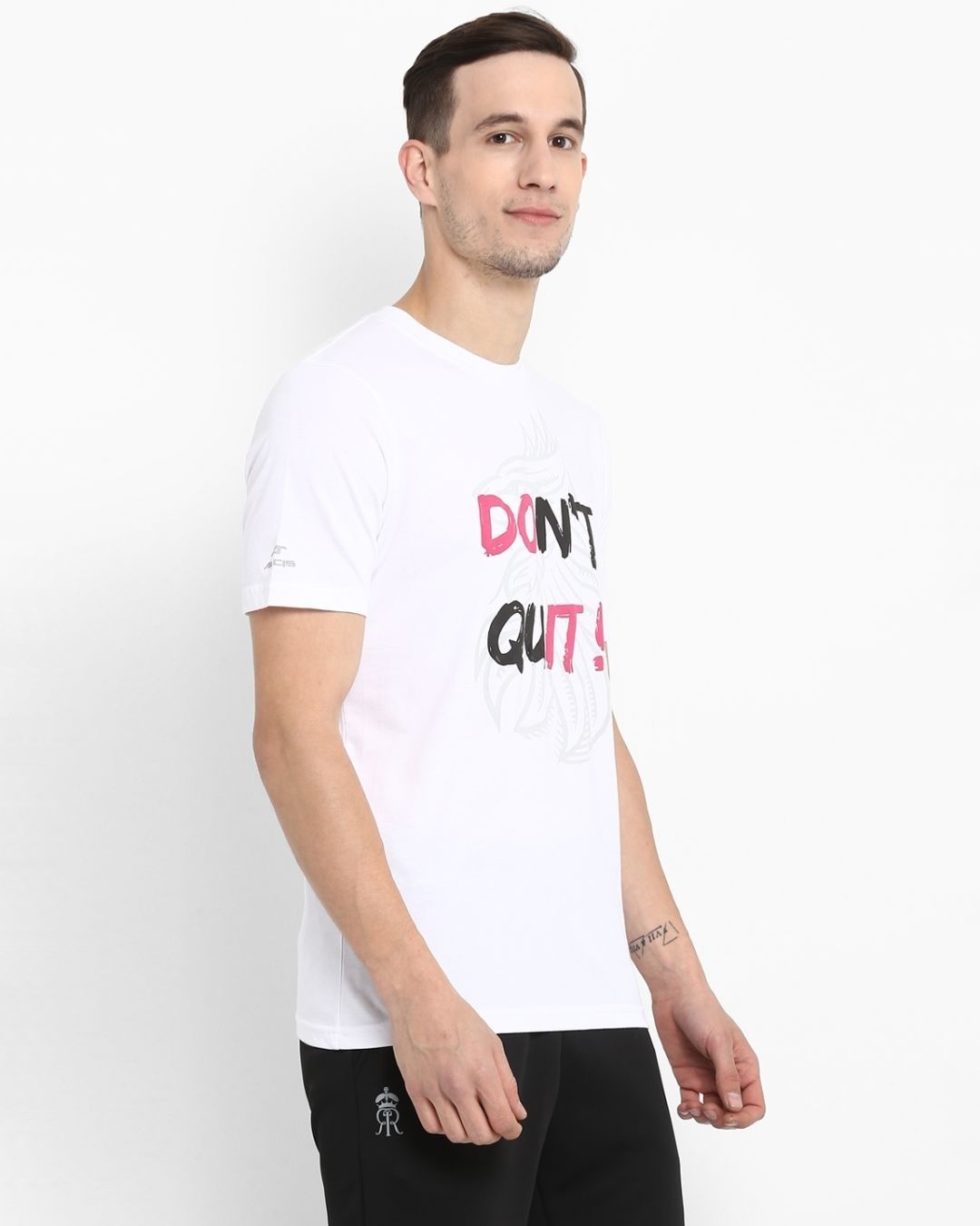Shop Men's White Printed Slim Fit T-shirt-Full