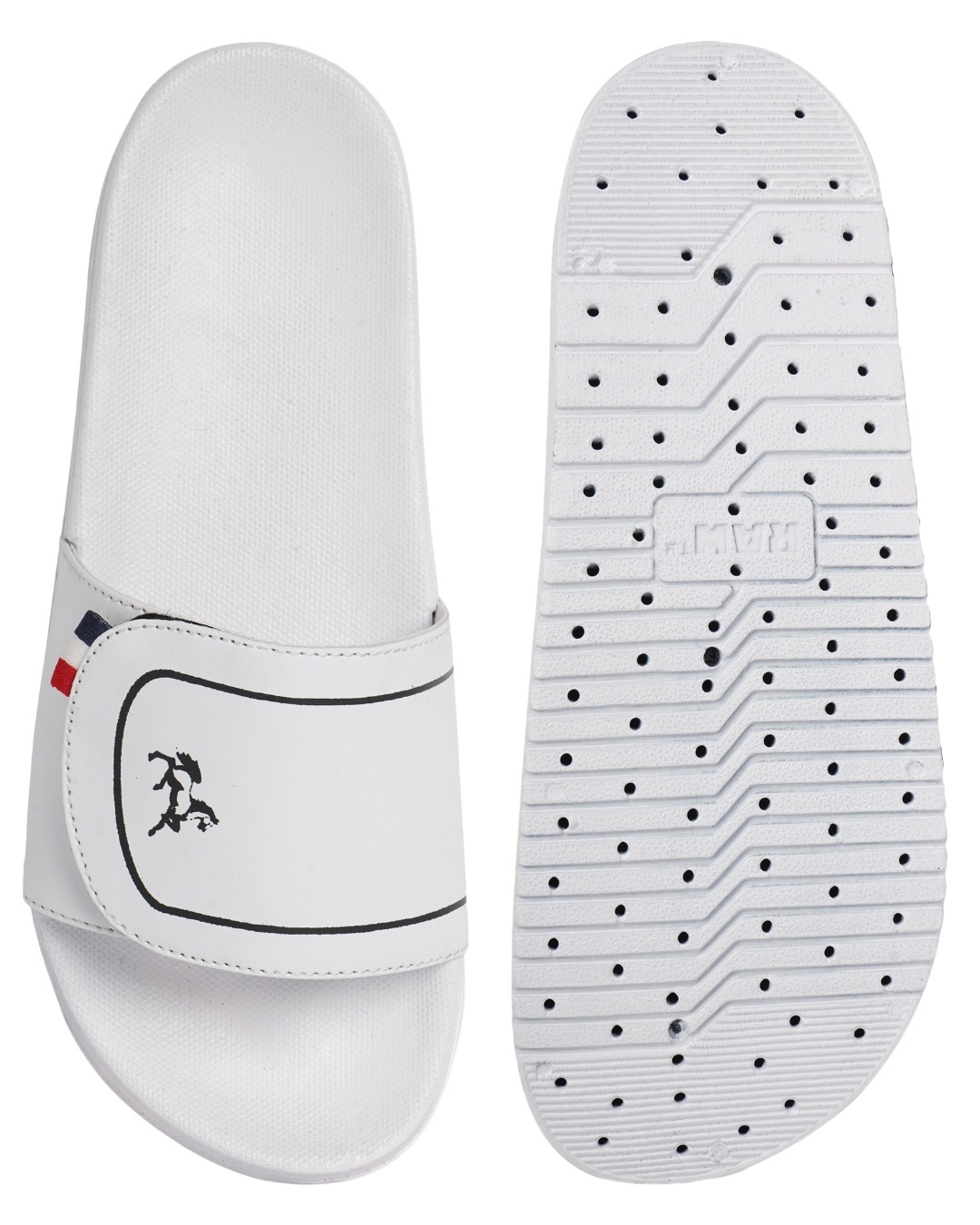 Buy Men's White Printed Velcro Sliders Online in India at Bewakoof