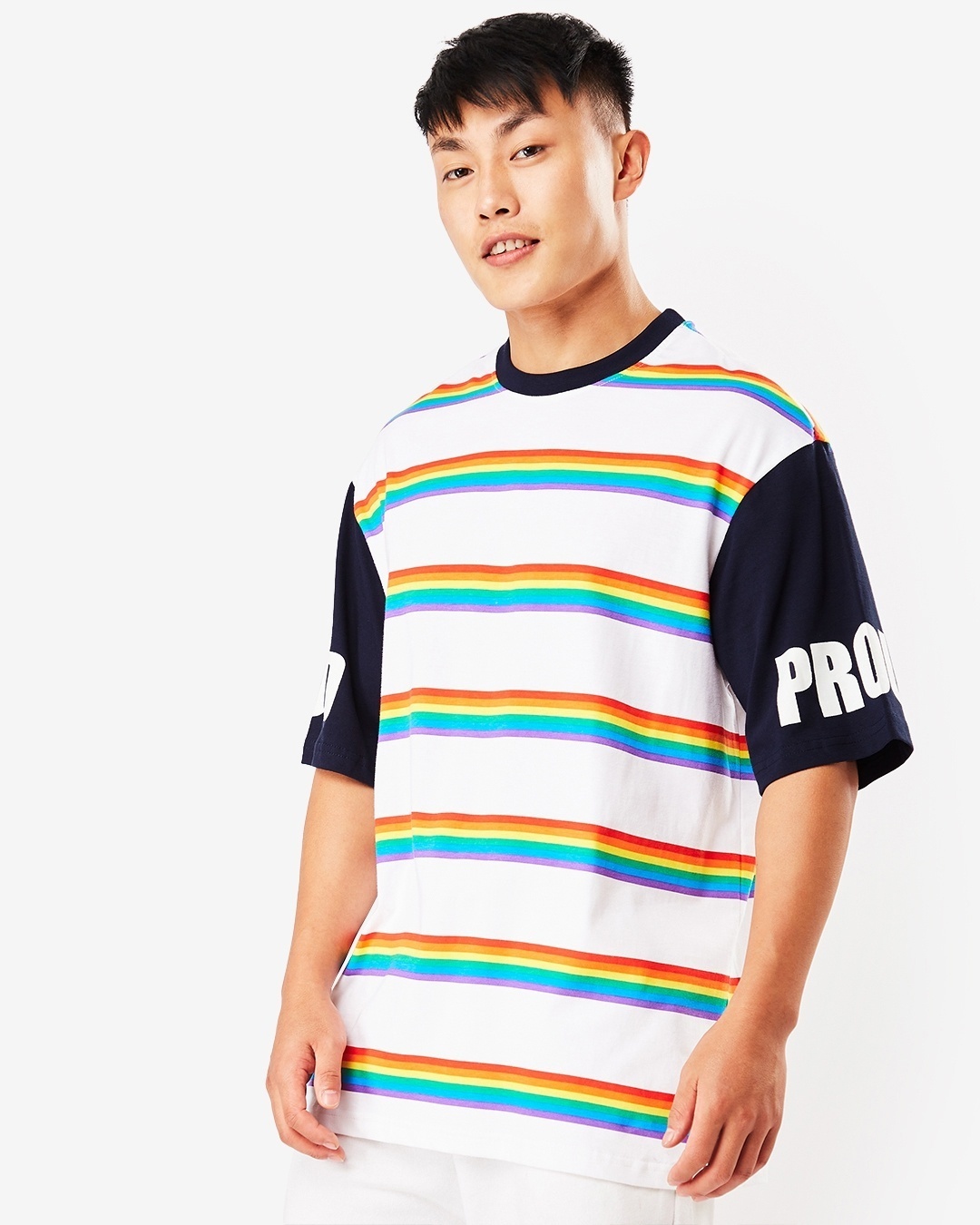 Shop Men's White Proud Color Block T-shirt-Design