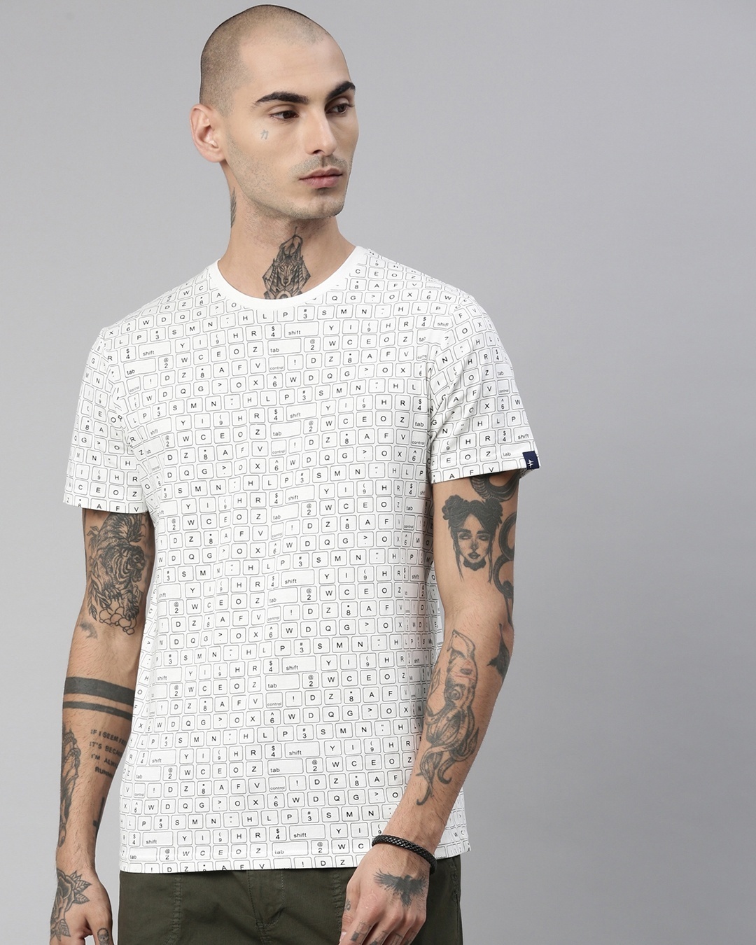 Shop Men's White Regular Fit Printed T-shirt-Front