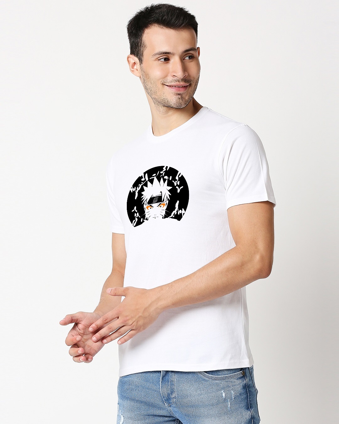 Shop Men's White Sage Naruto Printed T-shirt-Full