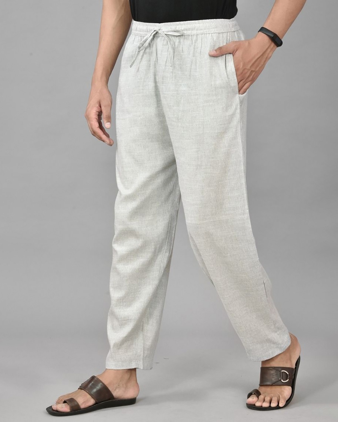 Second Order Cotton Linen Pleated Trousers White Men Informal Pants  Straight Fit | eBay