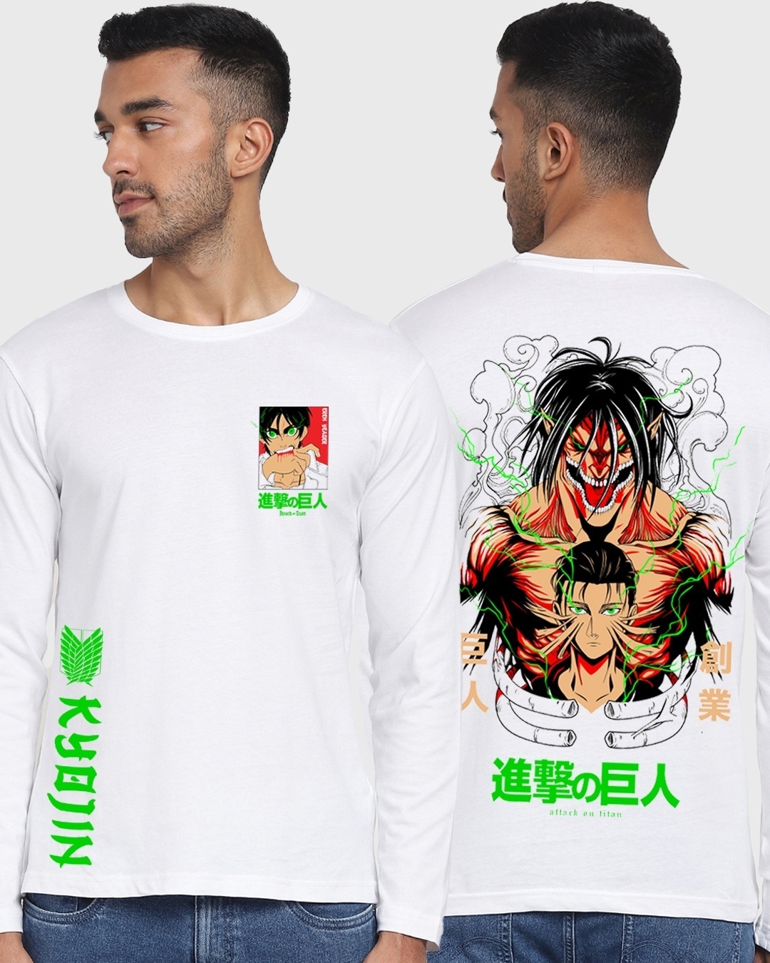 Shop Men's White Setsuritsu Kyojin Graphic Printed T-shirt-Front