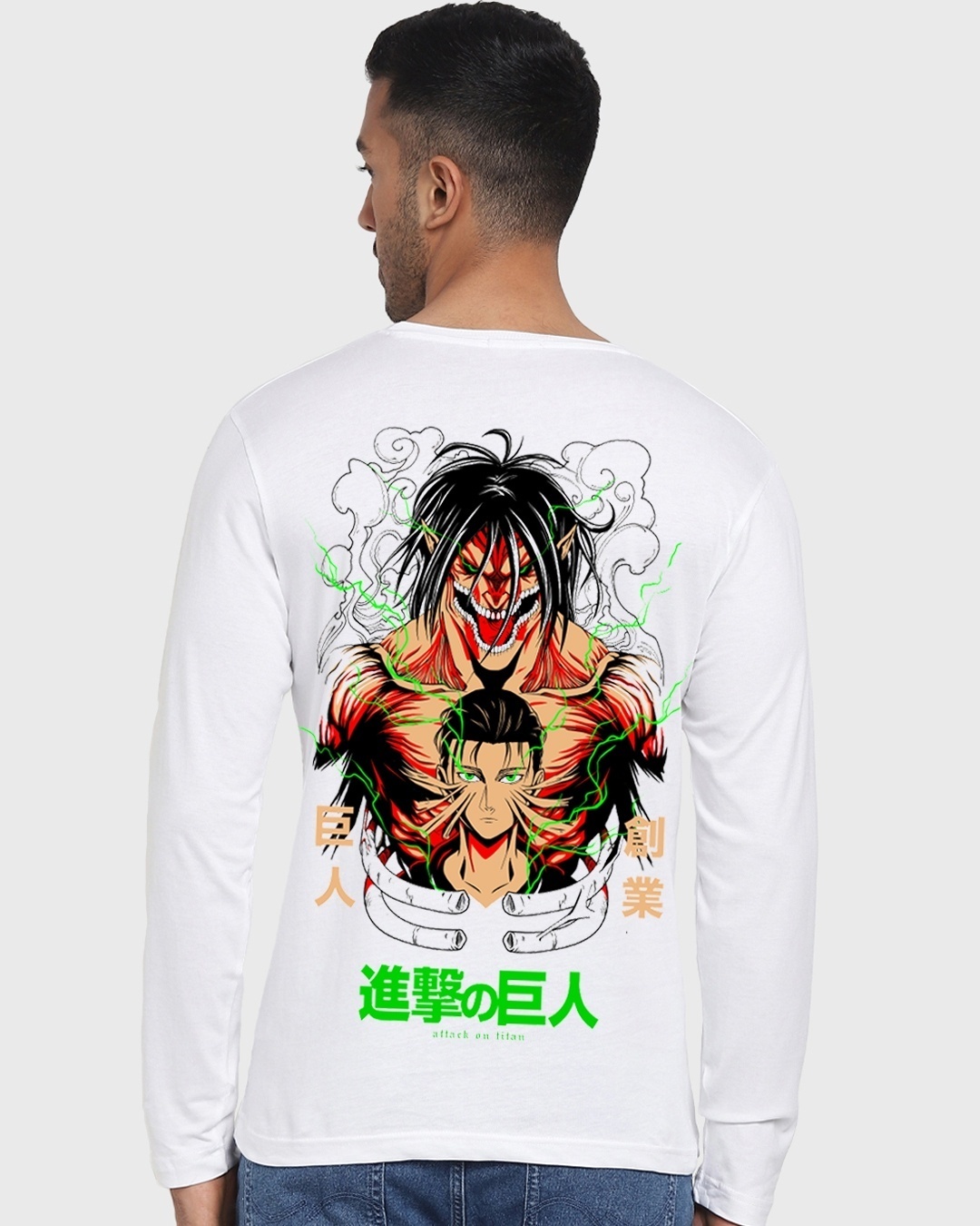 Shop Men's White Setsuritsu Kyojin Graphic Printed T-shirt-Design