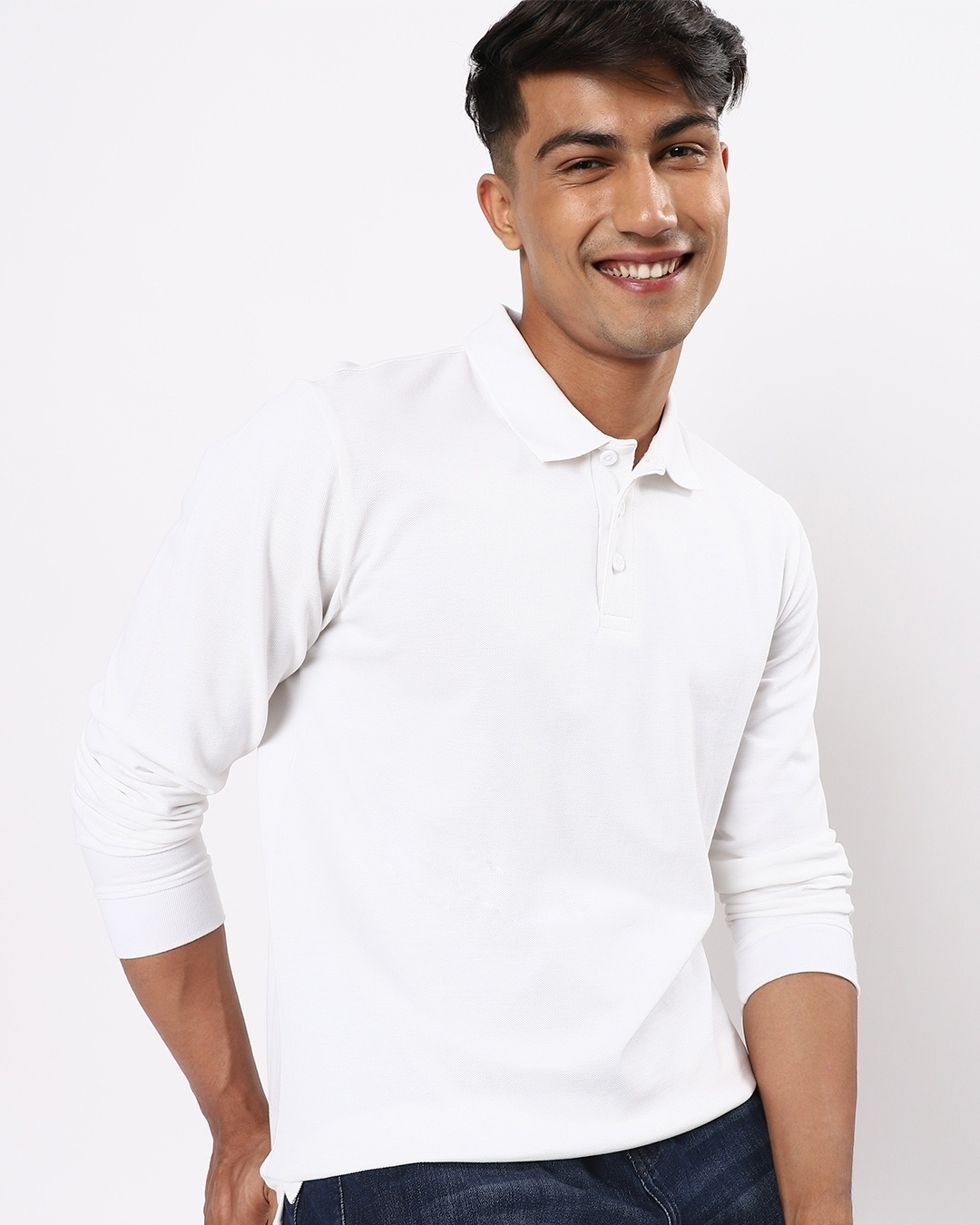 Shop Men's White Solid Polo T-shirt-Front