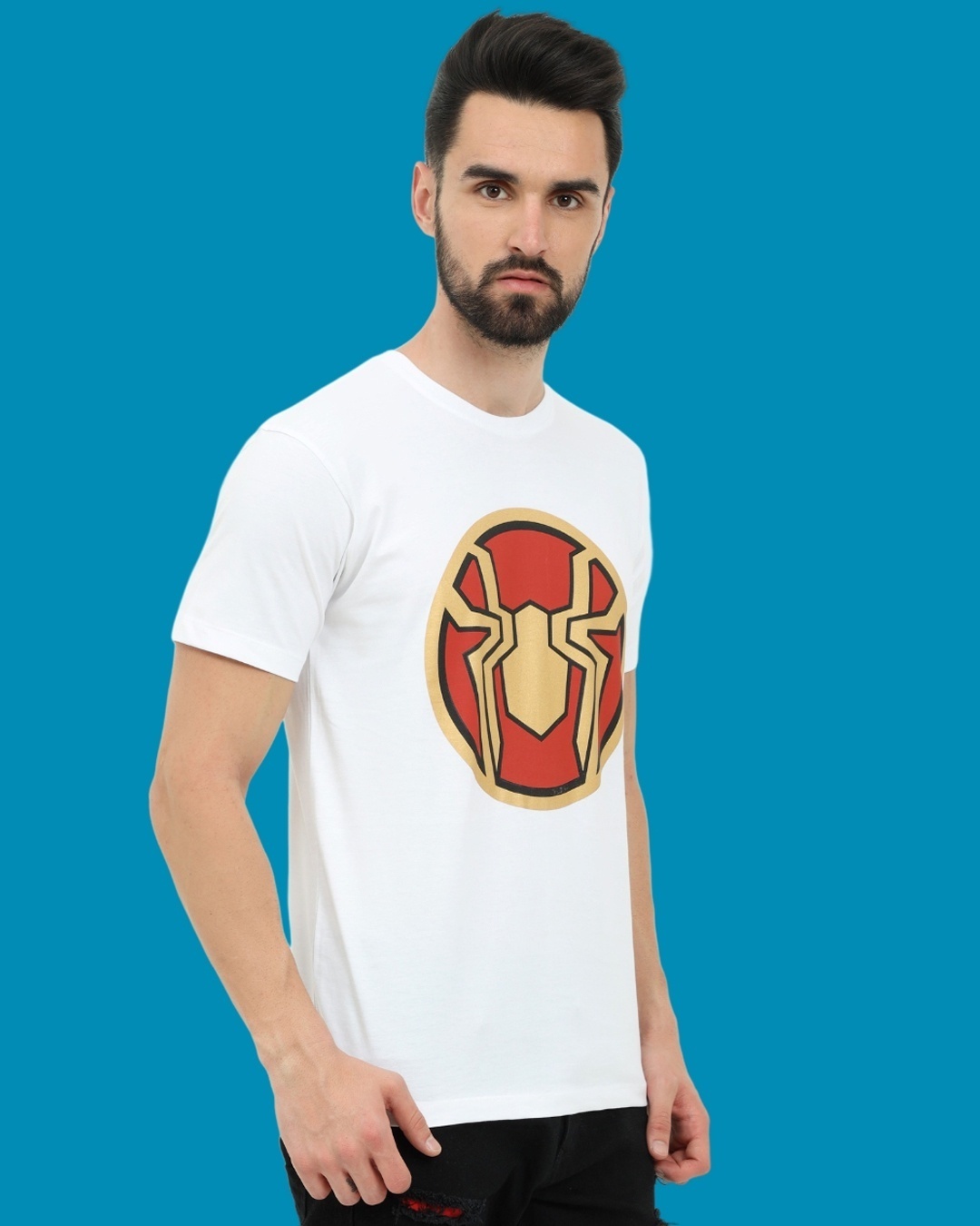Shop Men's White Spidey Logo Printed T-shirt-Back
