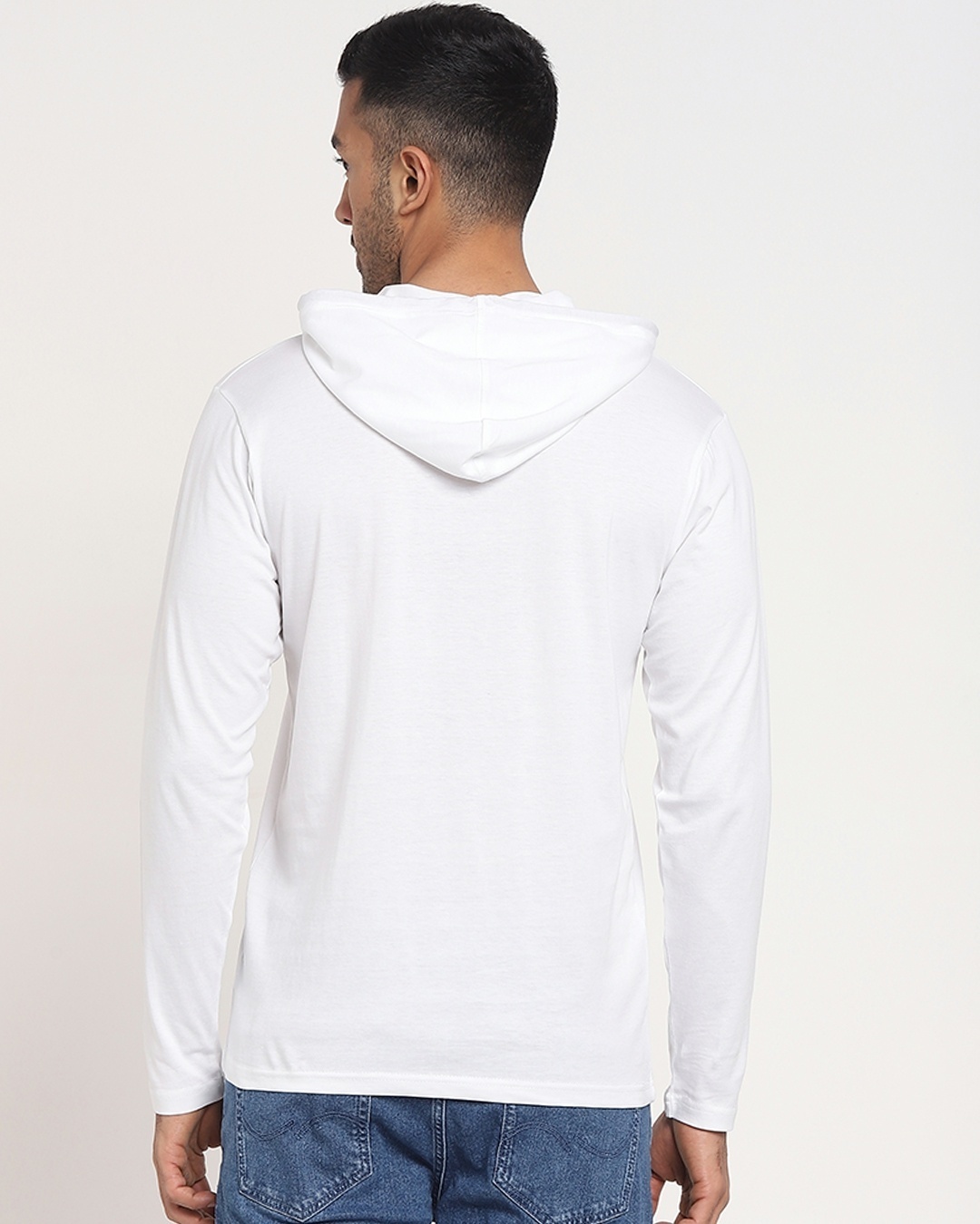 Shop Men's White Torque Graphic Printed Oversized Hoodie T-shirt-Back
