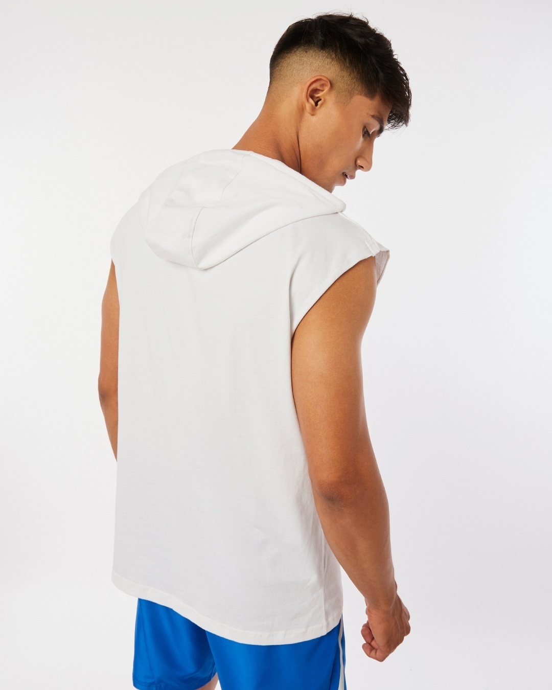 Shop Men's White Typography Oversized Hooded Vest-Design